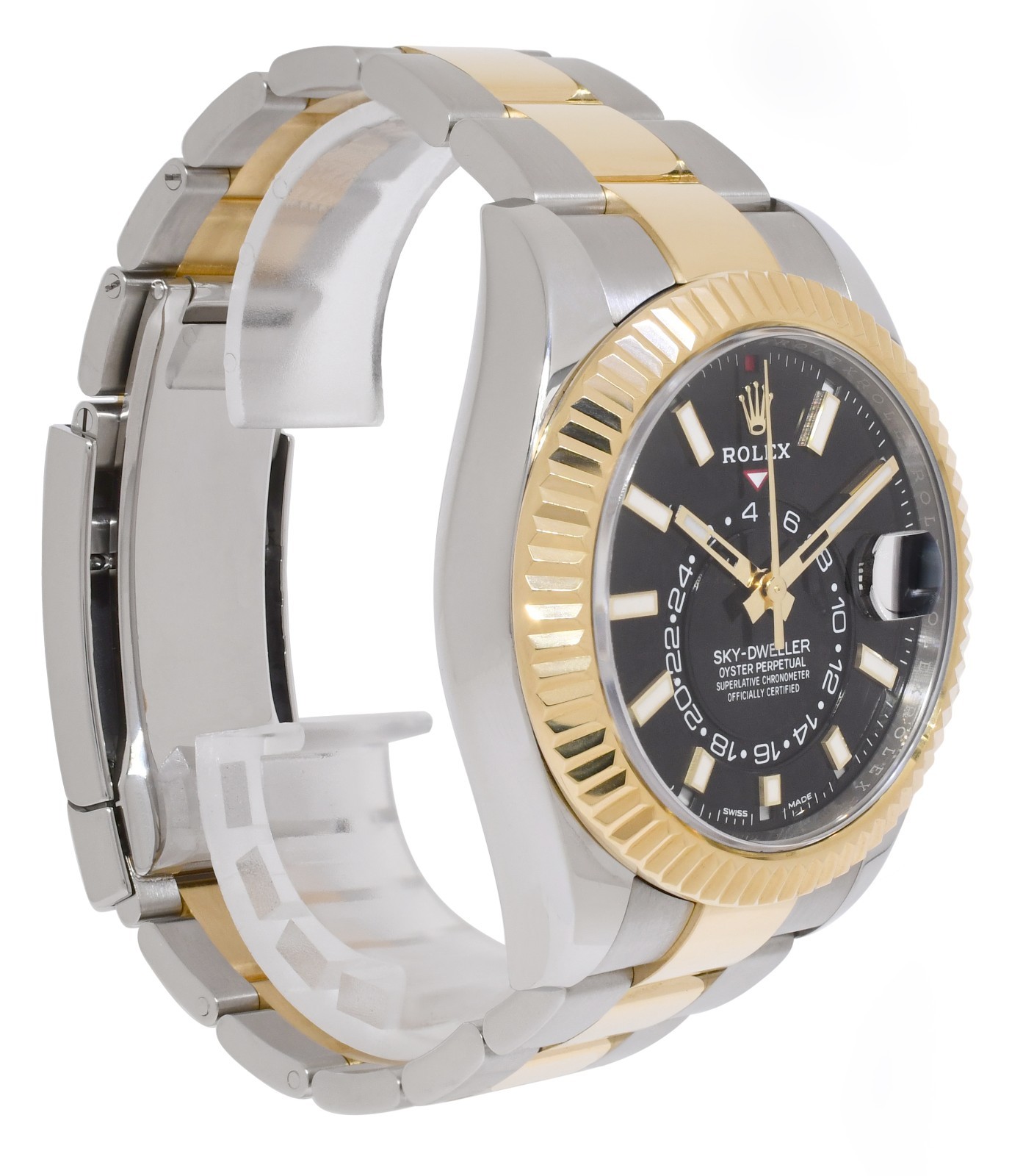 Rolex Sky-Dweller 18k Yellow Gold/Steel Black 42mm Oyster Watch +Card '19 326933