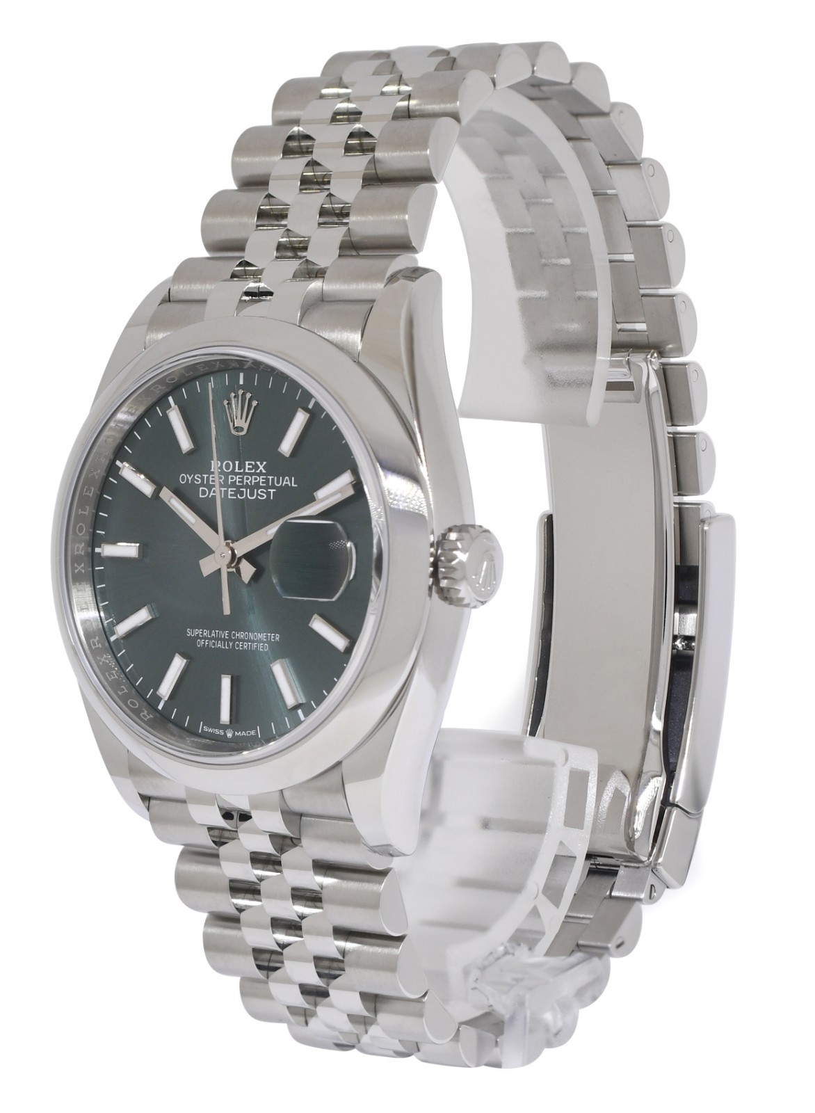 NEW Rolex Datejust 36 Steel Mint Green Dial Mens Jubilee Watch B/P '26 126200
