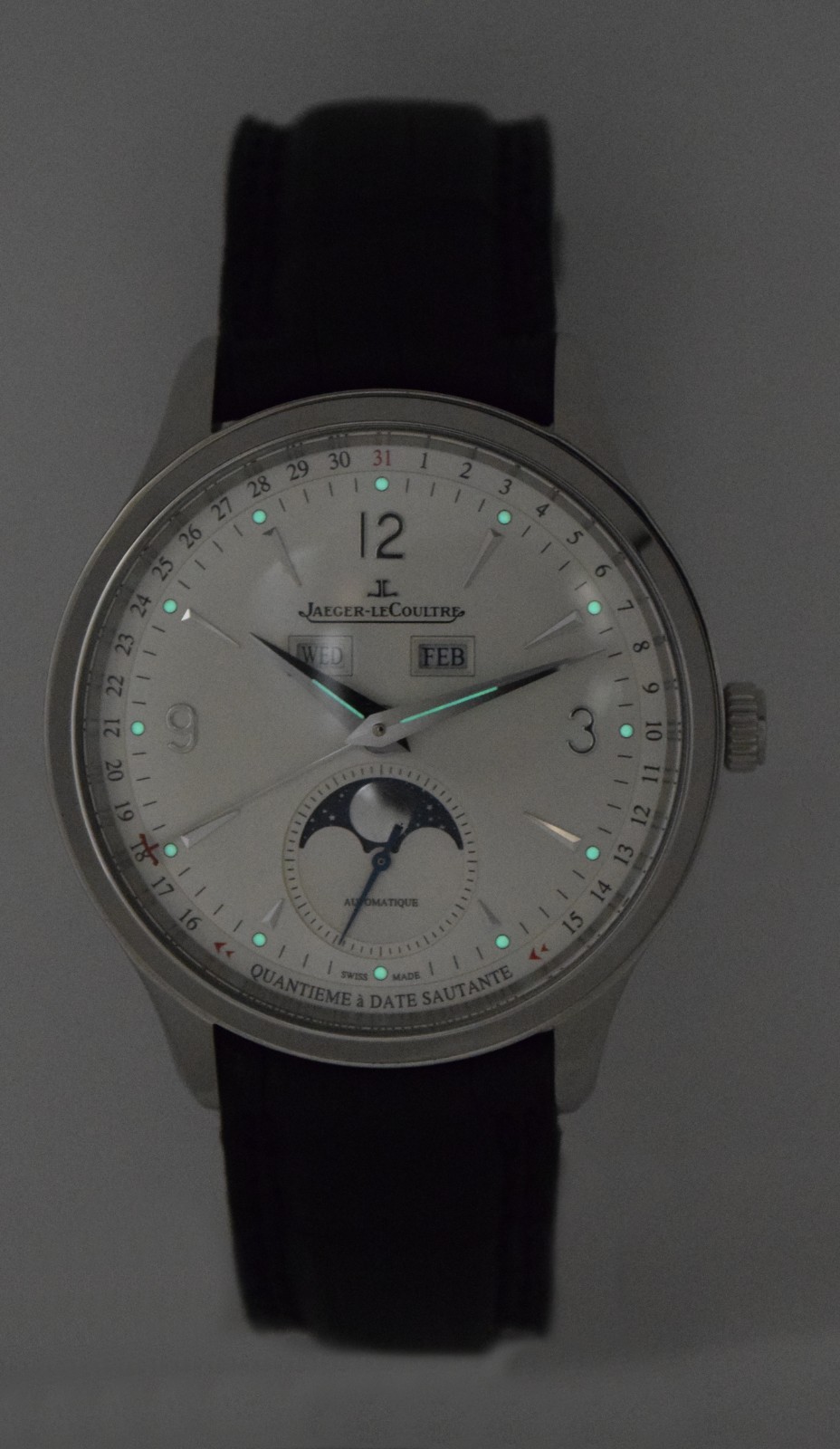 Jaeger LeCoultre Master Calendar Moon Steel Mens 40mm Watch 830.8.A6.S