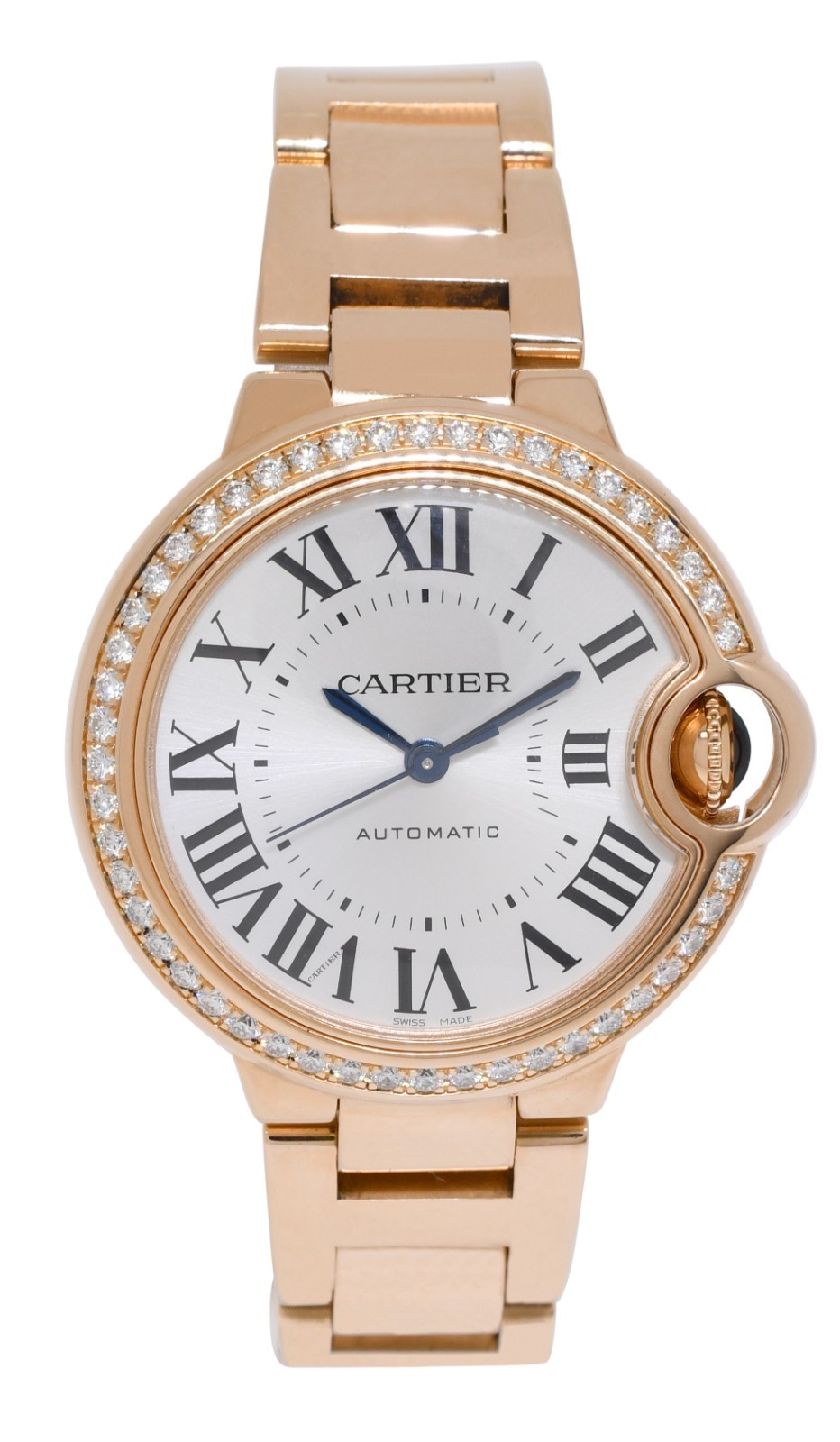 Cartier Ballon Bleu 33mm Rose Gold Diamond Bezel Watch B/P '21 WJBB0036 3682