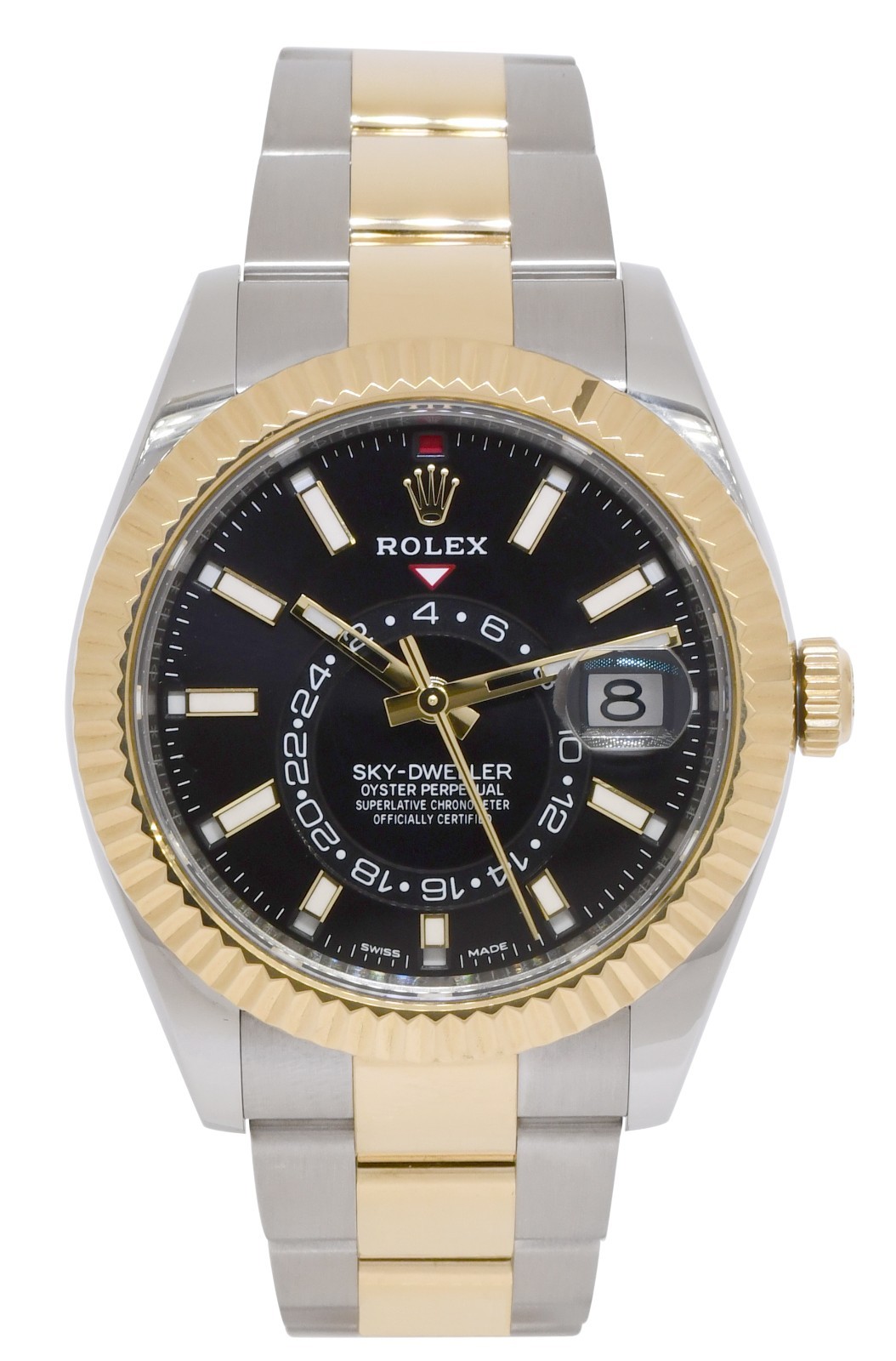Rolex Sky-Dweller 18k Yellow Gold/Steel Black 42mm Oyster Watch +Card '19 326933