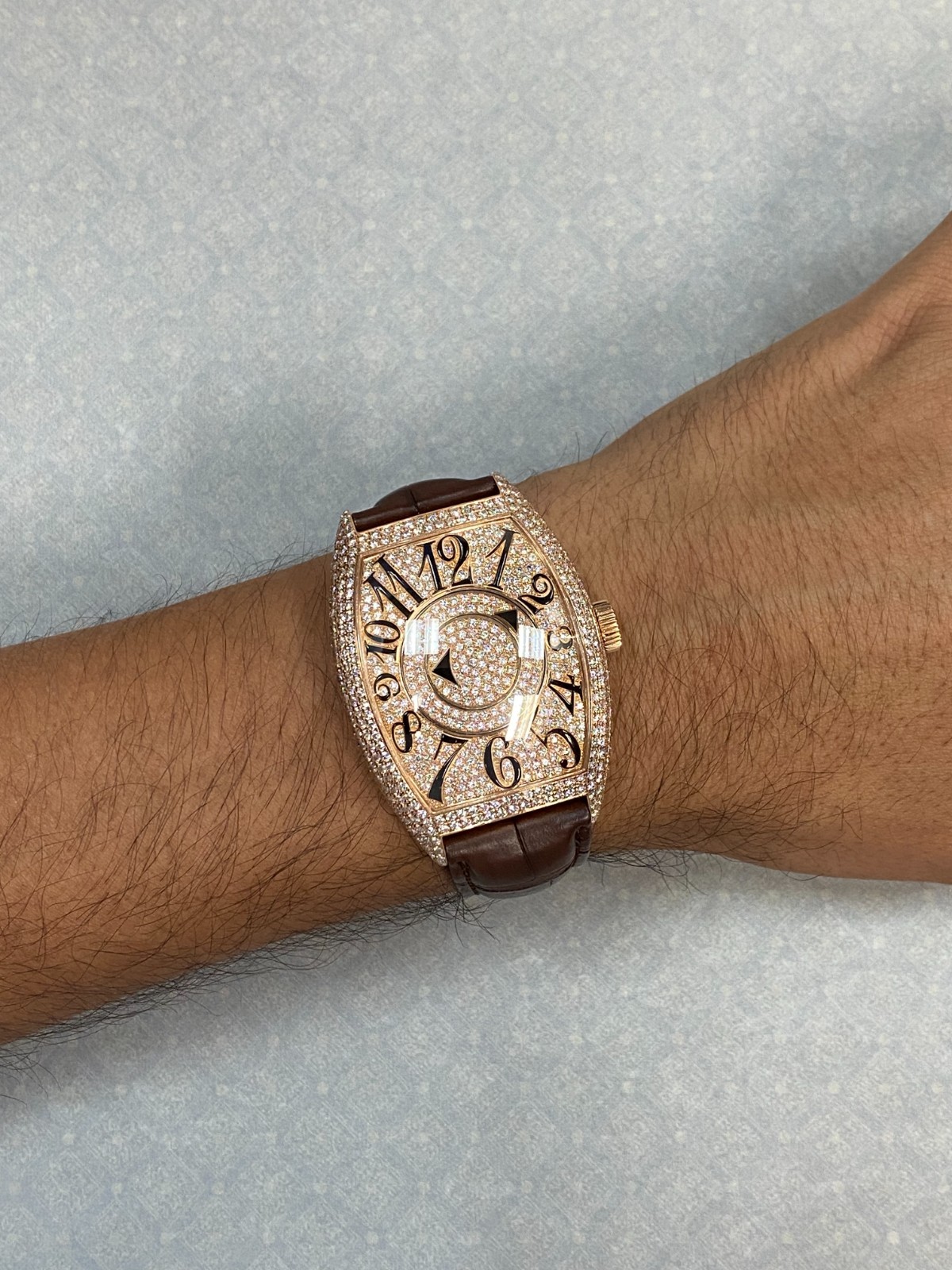 Franck Muller Double Mystery 18k Rose Gold & Pave Diamond Watch +BOX 8880 DMDCD