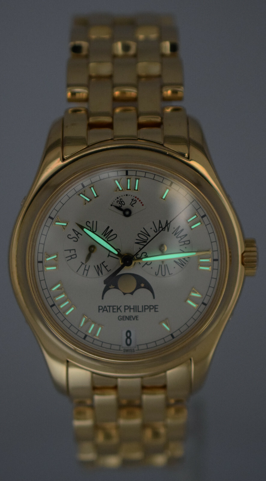 Patek Philippe Annual Calendar Moon 18k Yellow Gold Mens 37mm Watch 5036/1J