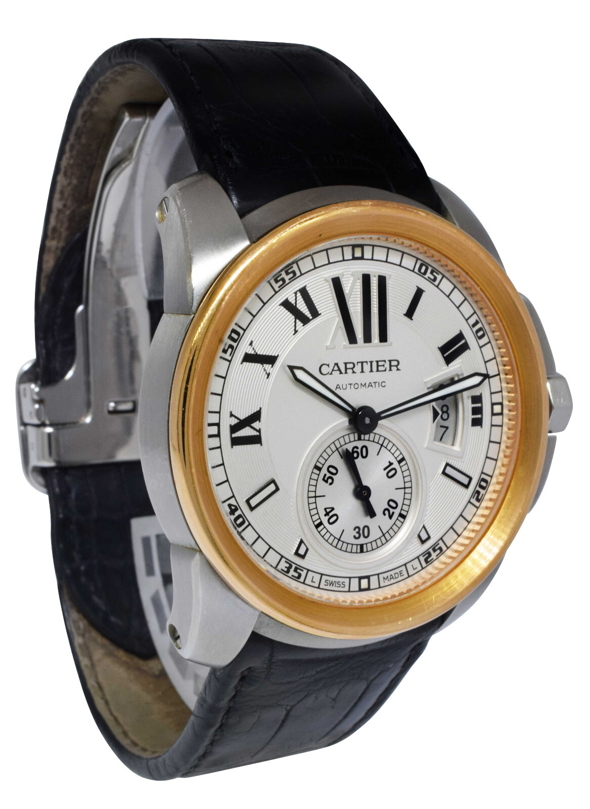 Cartier Calibre Steel & 18k Rose Gold Silver Dial 42mm Watch W7100039 3299