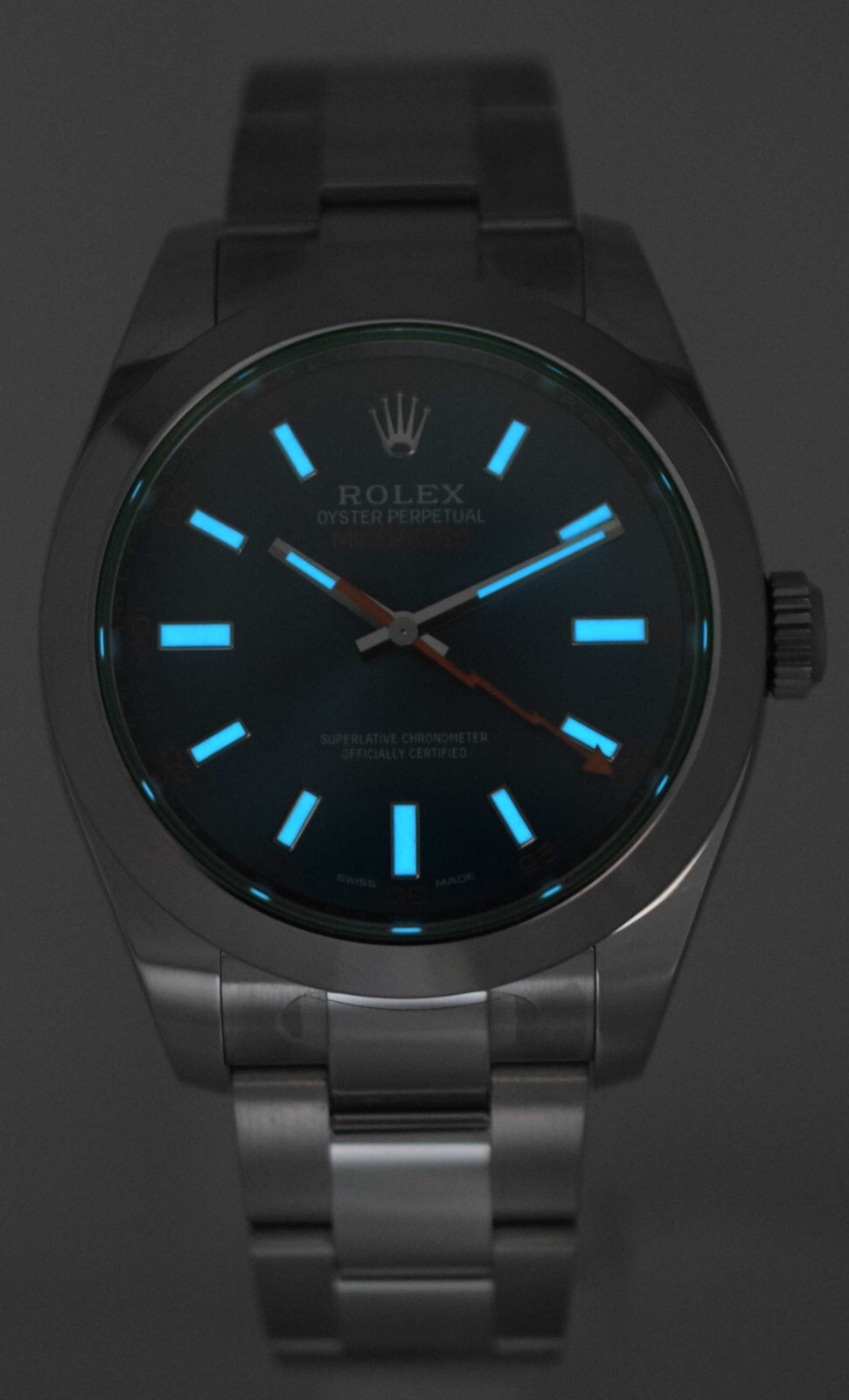 Rolex Milgauss Steel Blue Dial Green Crystal Mens 40mm Watch +Card '21 116400