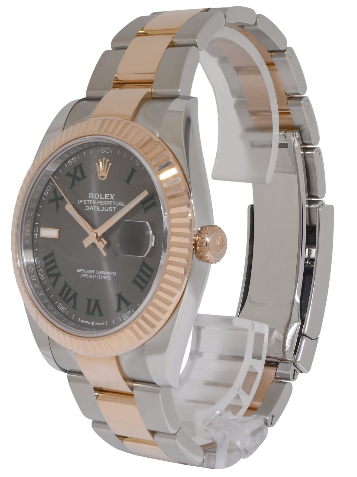 Rolex Datejust 41 18k RG/Steel Wimbledon Gray Dial Oyster Watch B/P '23 126331