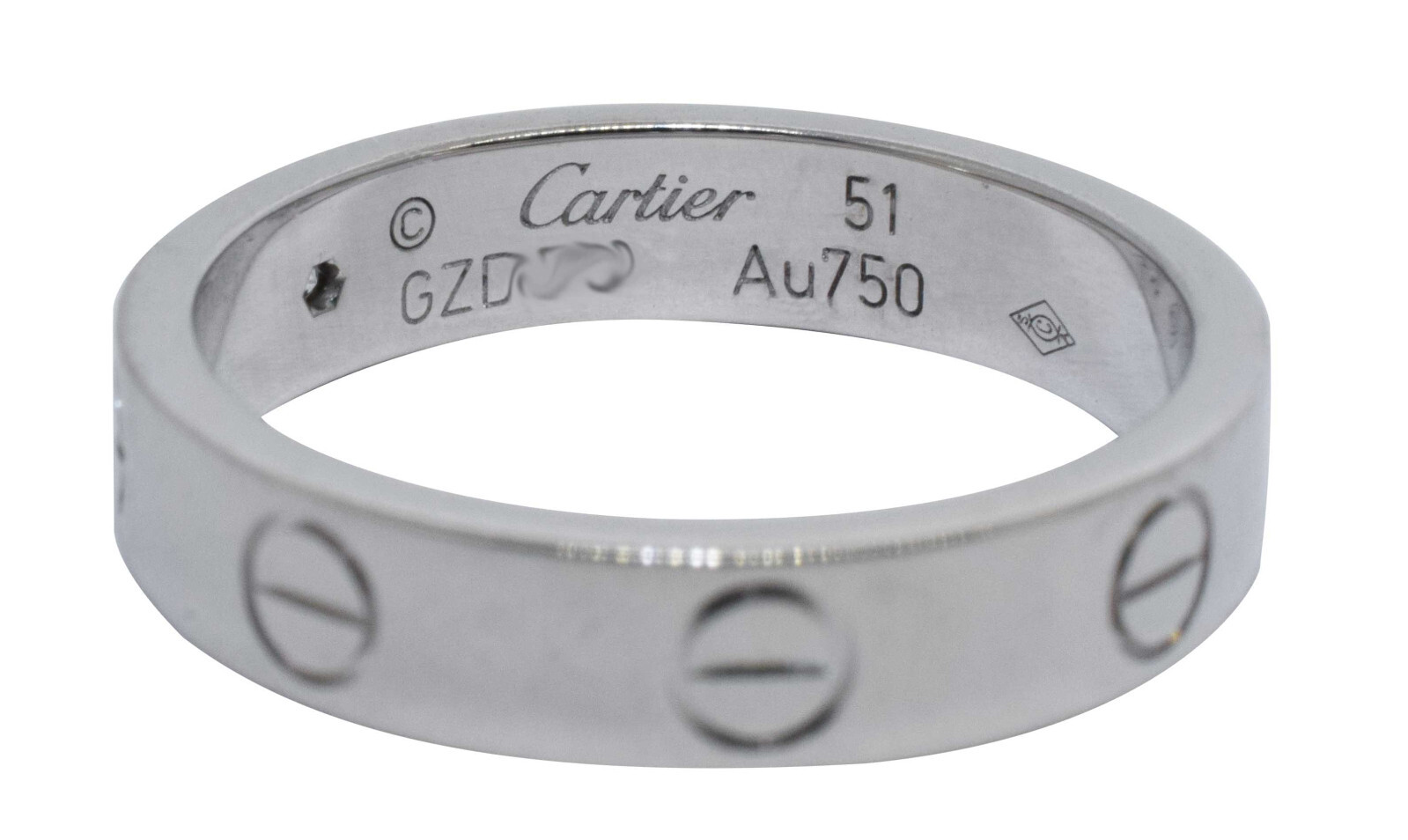 Cartier Love Ring 18k White Gold Wedding Band Size 51 B4050551