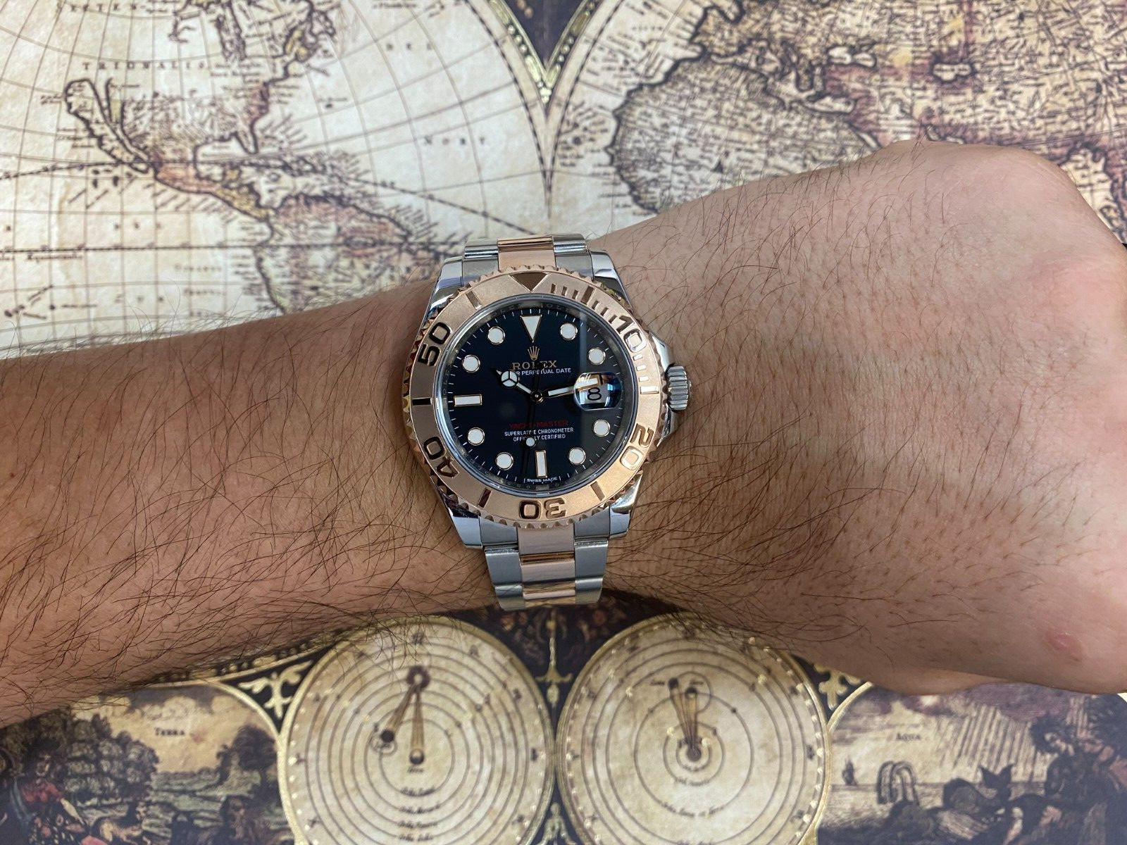 Rolex Yacht-Master 18k Rose Gold/Steel Black Dial Mens 40mm Watch  116621