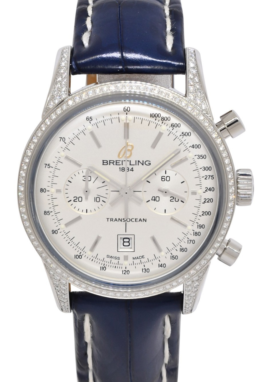 Breitling Transocean Chronograph Steel & Diamond 38mm Watch B/P '19 A41310 Breitling Transocean Chronograph Steel & Diamond 38mm Watch B/P '19 A41310