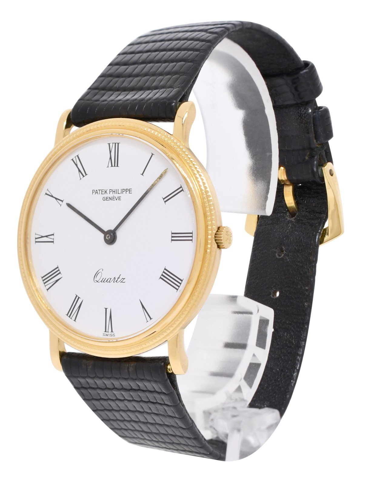 Patek Philippe Calatrava 18k Yellow Gold White Dial 33mm Quartz Watch 3744