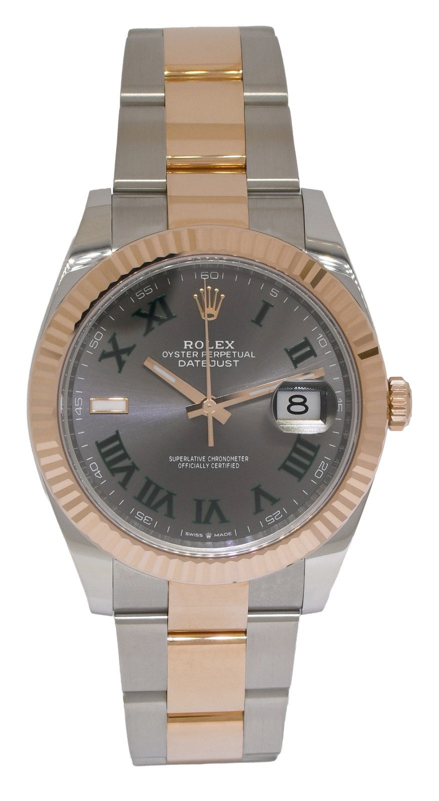 Rolex Datejust 41 18k RG/Steel Wimbledon Gray Dial Oyster Watch B/P '23 126331