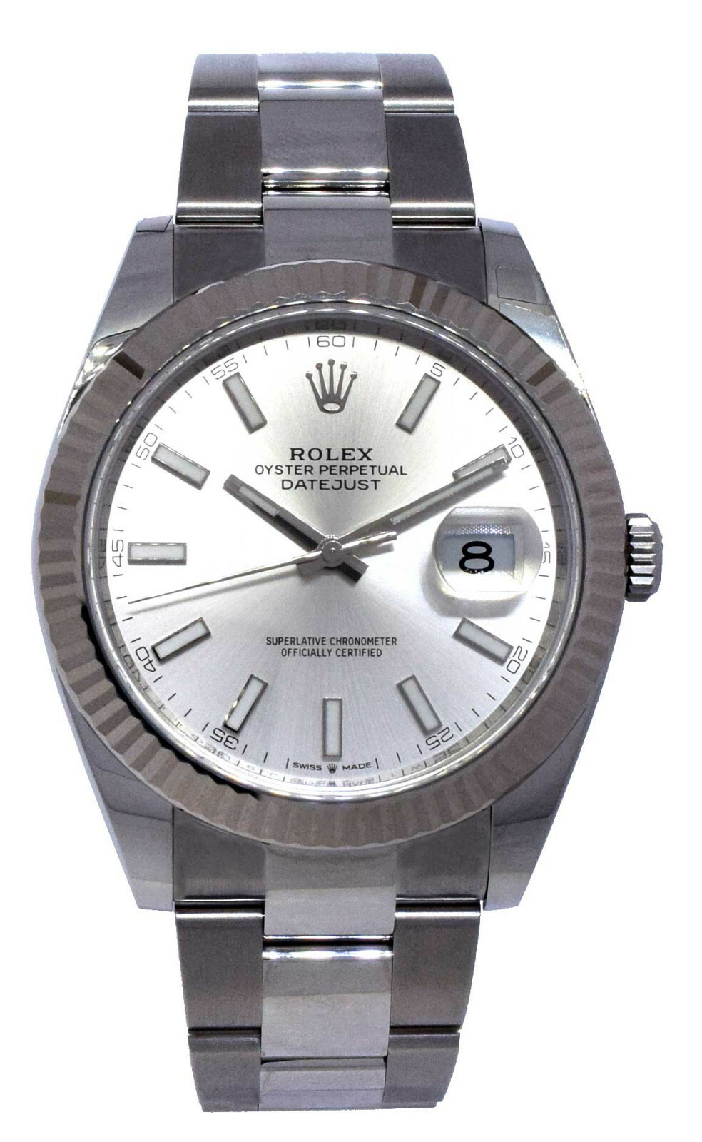 NOS Rolex Datejust 41 Steel & 18k WG Silver Dial Watch Box/papers '21 126334