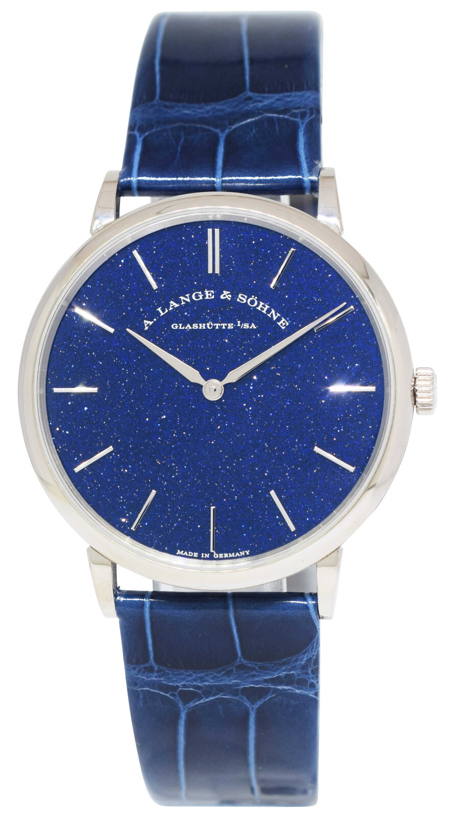A. Lange & Sohne Saxonia Thin 18k White Gold Copper Blue Manual Watch 205.086