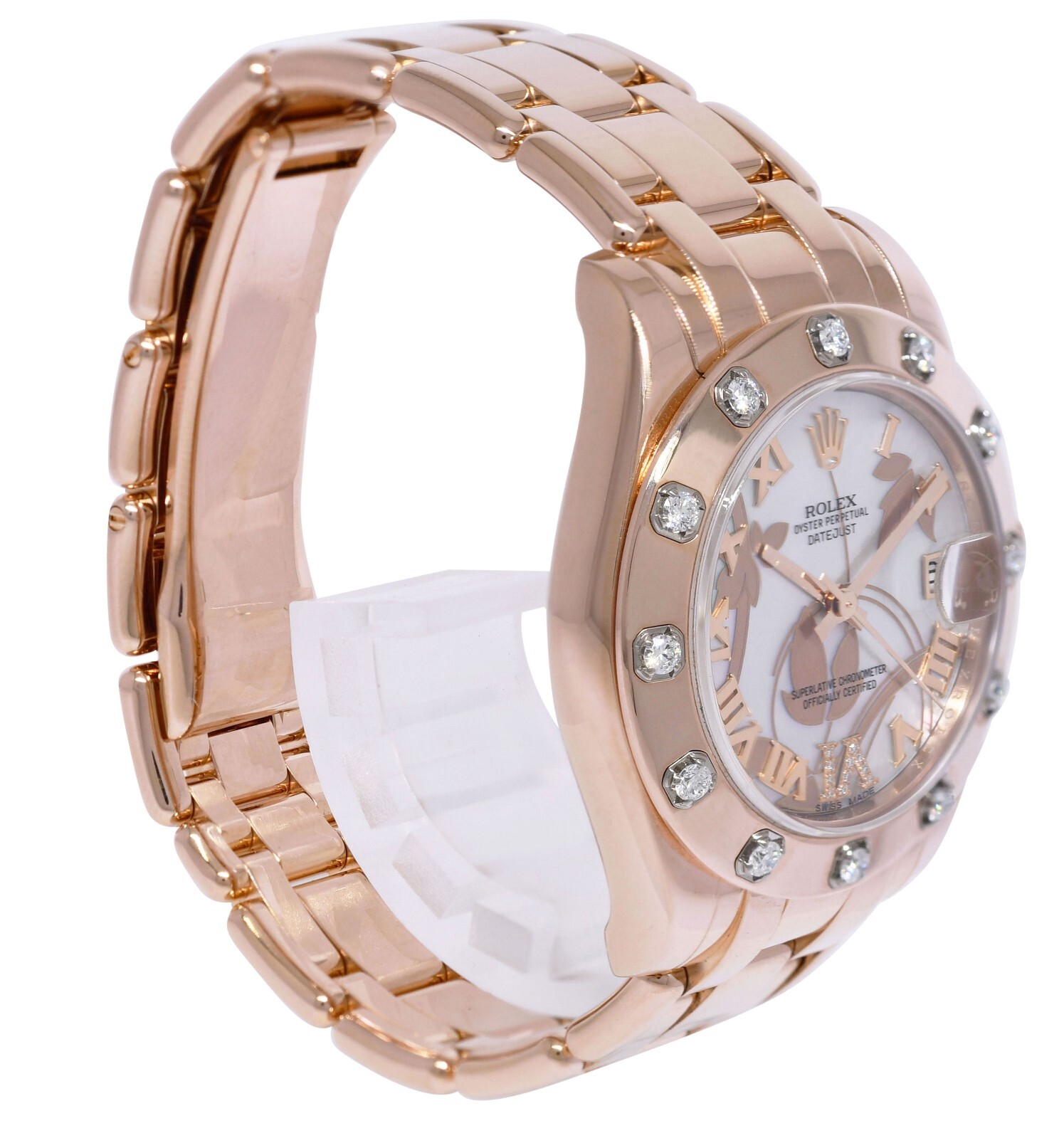 Rolex Pearlmaster 18k Rose Gold Goldust Dream MOP Diamond 34mm Watch 81315