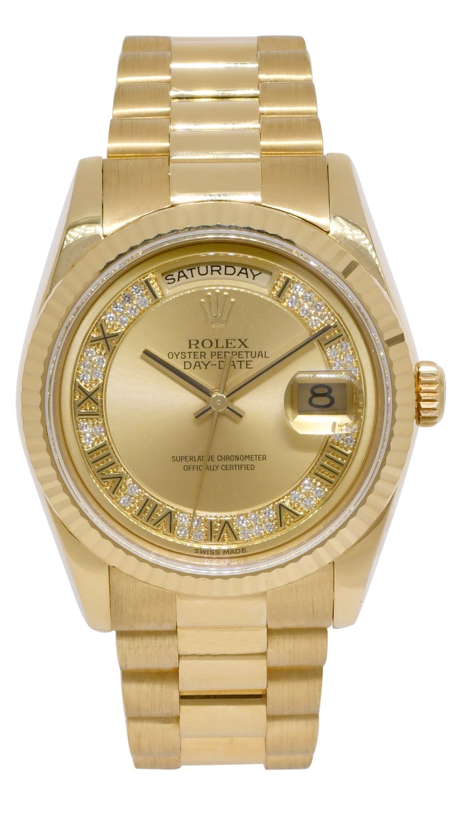 Rolex Day-Date President 18k Yellow Gold Myriad Diamond Dial 36mm Watch P 118238