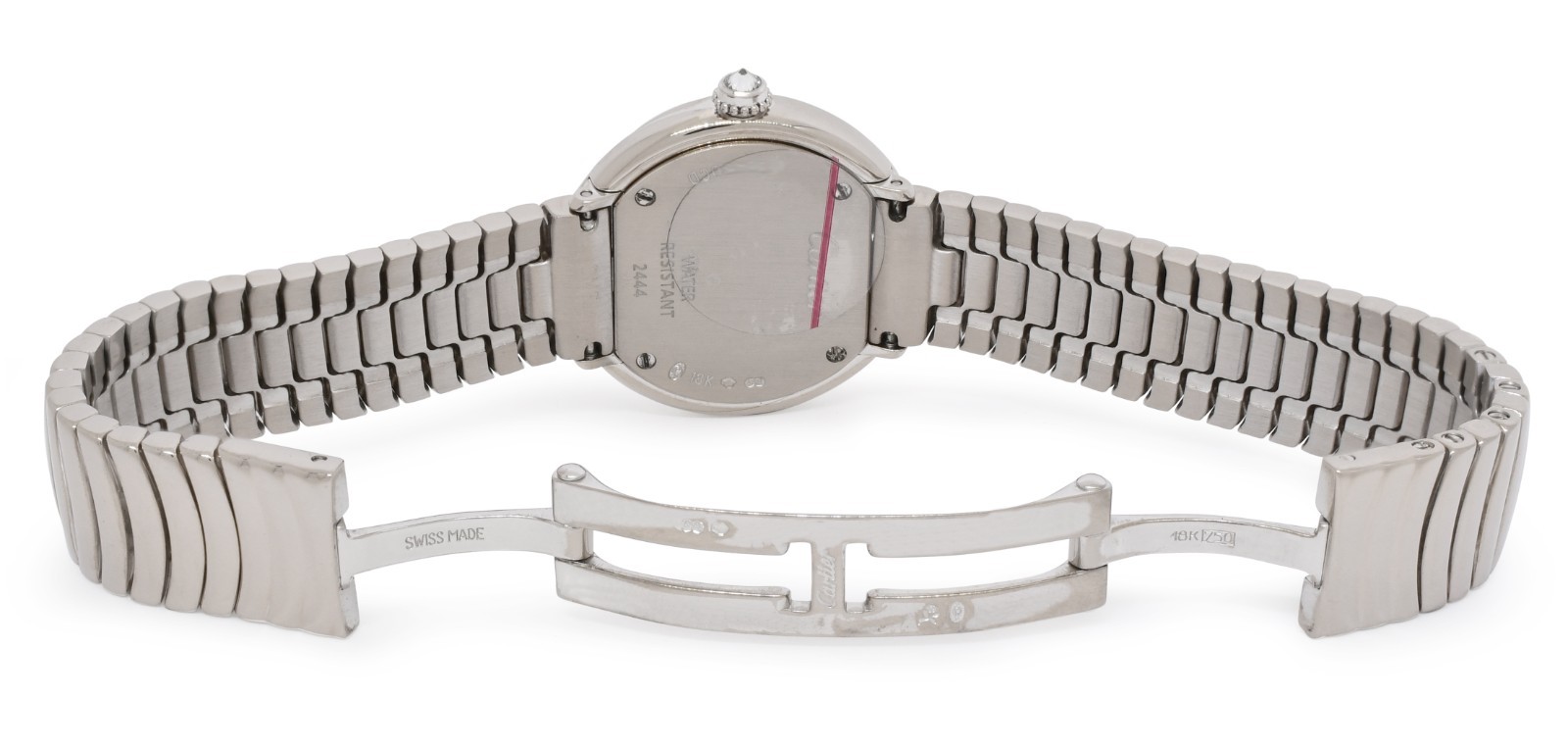 Cartier Trinity 18k WG Diamond Bezel Silver dial Ladies Quartz Watch 2444
