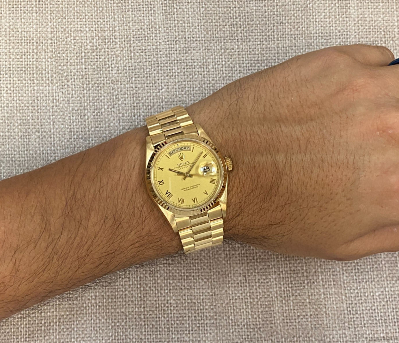Rolex Day-Date 36 President 18k Yellow Gold Champagne Roman Dial Watch '86 18038 Rolex Day-Date 36 President 18k Yellow Gold Champagne Roman Dial Watch '86 18038