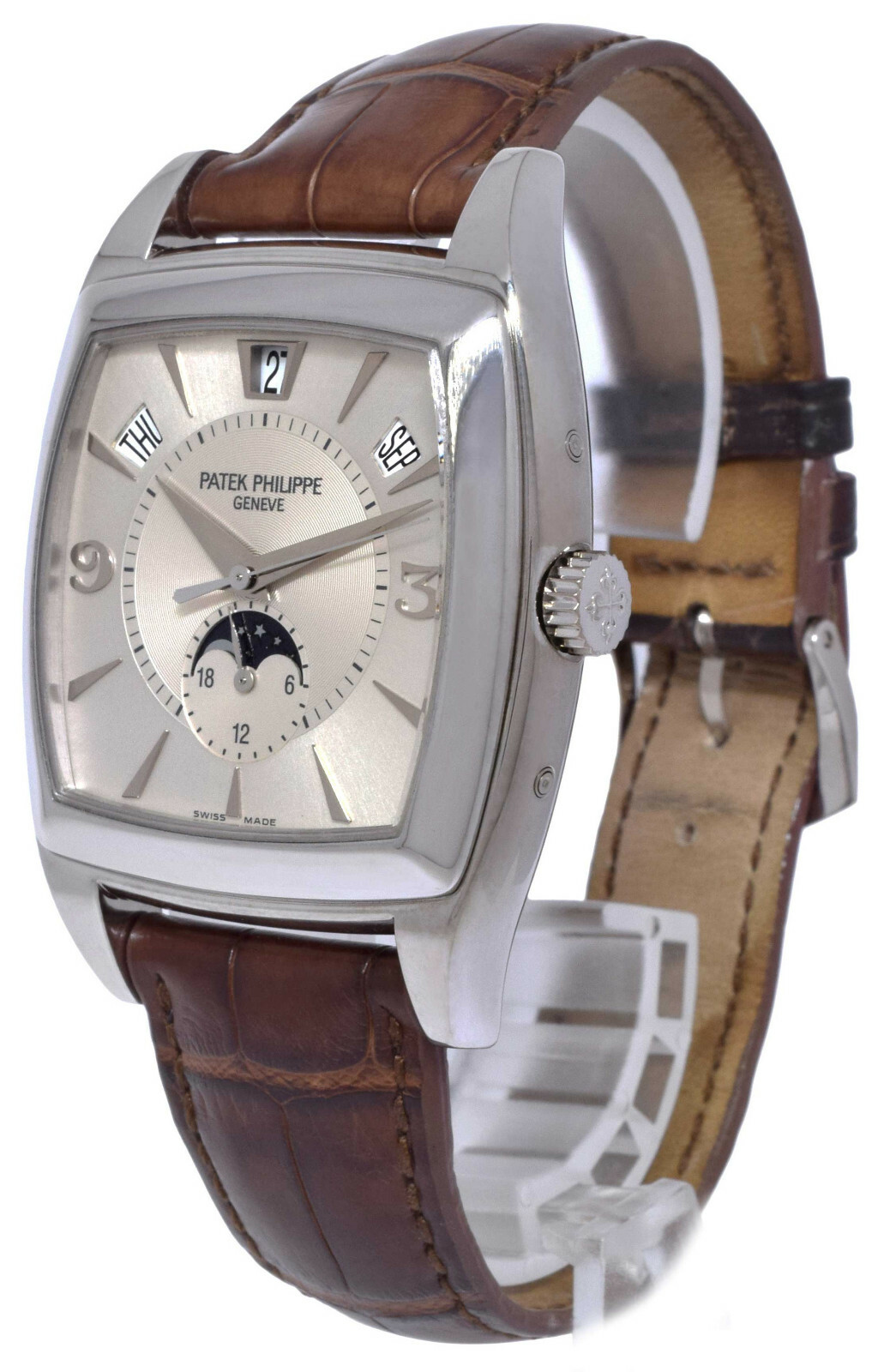 Patek Philippe Mens Gondolo Calendario 18k WG Automatic Watch Papers '06 5135G