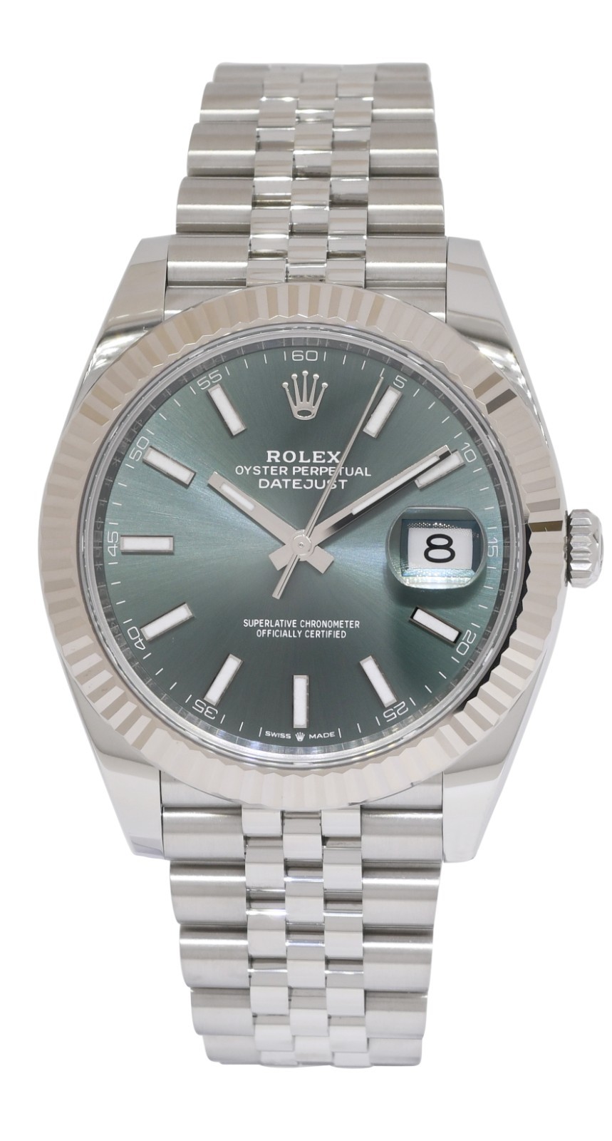 NEW Rolex Datejust 41 Steel & 18k WG Bezel Mint Green Dial Watch B/P '26 126334