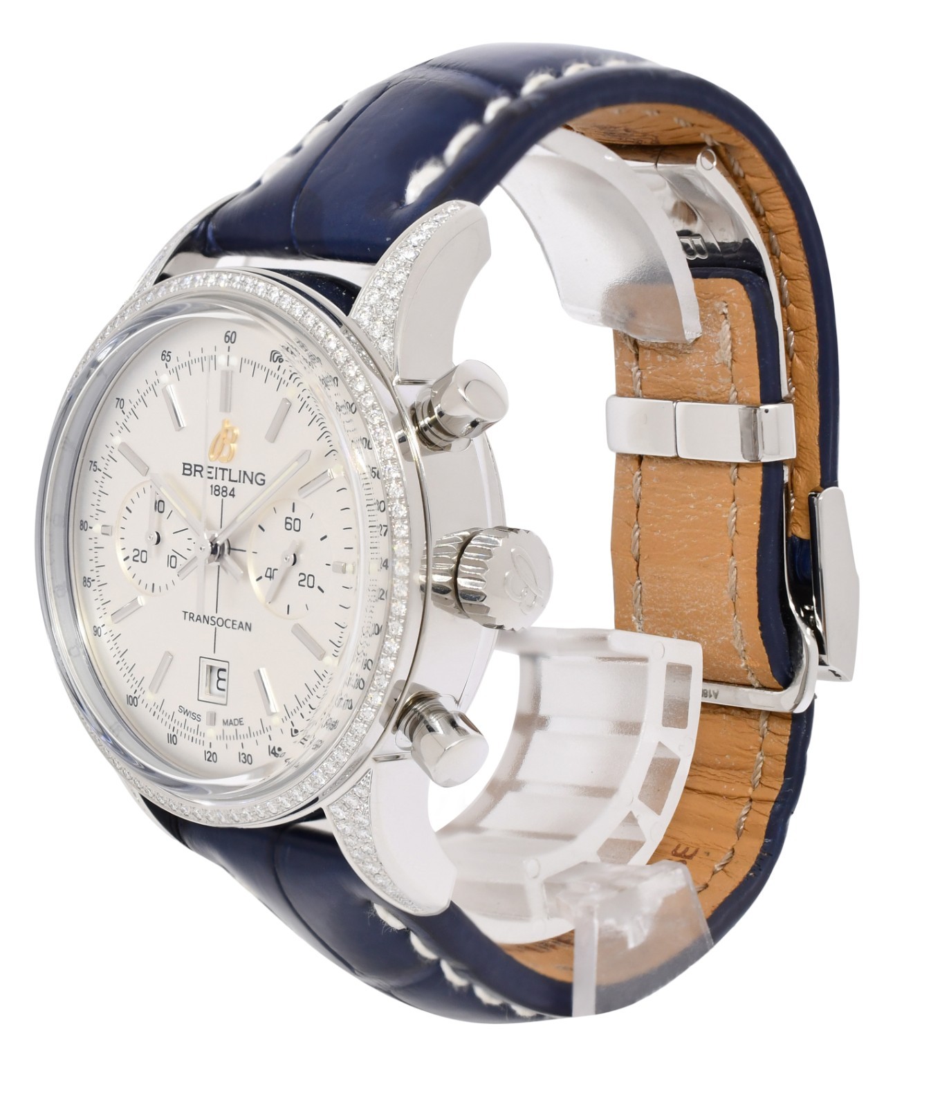 Breitling Transocean Chronograph Steel & Diamond 38mm Watch B/P '19 A41310