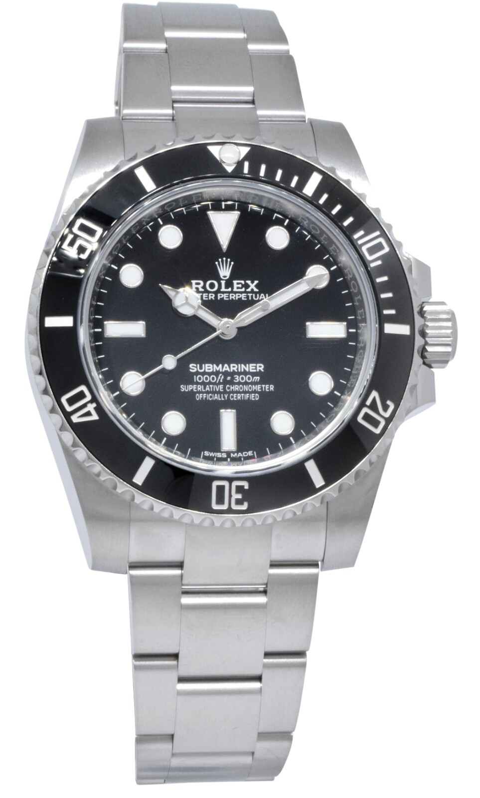 Rolex Submariner No Date Steel Black Ceramic Mens 40mm Watch B/P '19 114060