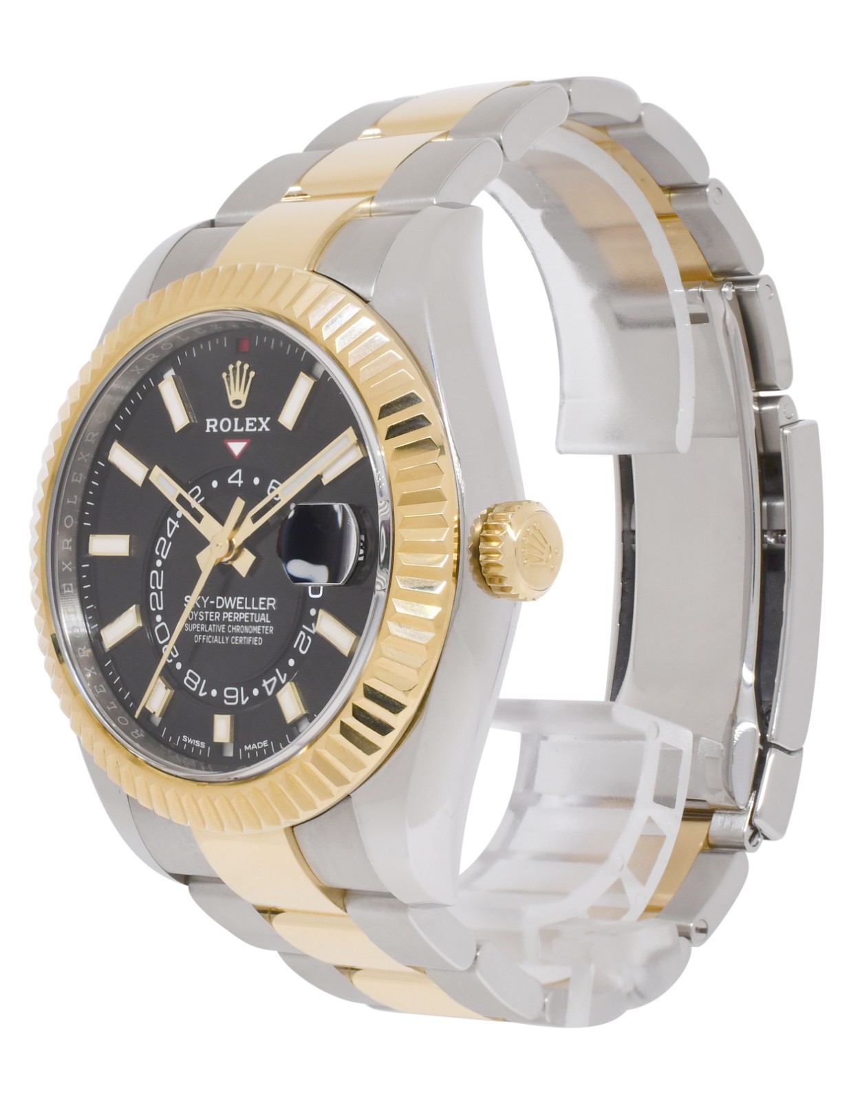 Rolex Sky-Dweller 18k Yellow Gold/Steel Black 42mm Oyster Watch +Card '19 326933