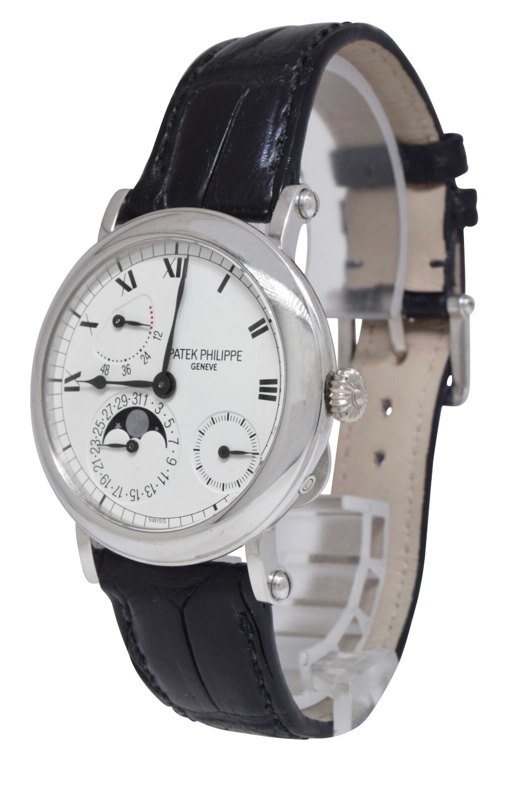 Patek Philippe Complications 18k White Gold Power Reserve Moon Mens Watch 5054G