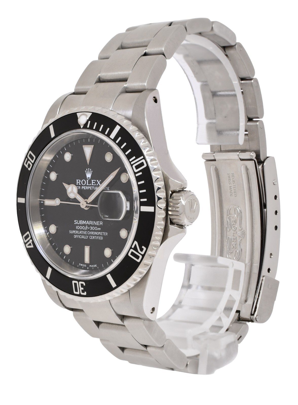 Rolex Submariner Date Steel Black Dial/Bezel Mens 40mm Watch +Papers K 16610