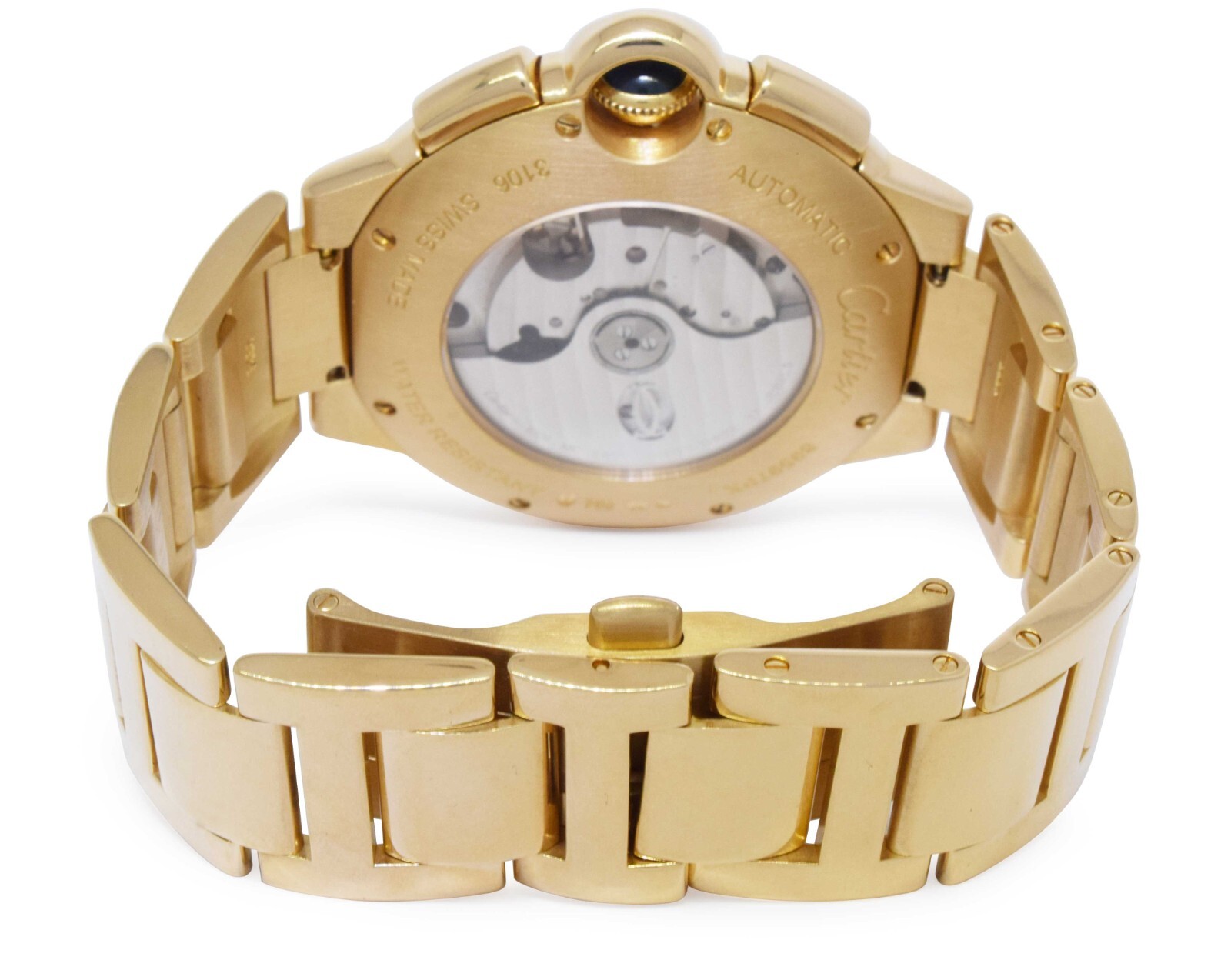 Cartier Ballon Bleu XL 44mm Chronograph 18k Yellow Gold Mens Watch W6920008 3106