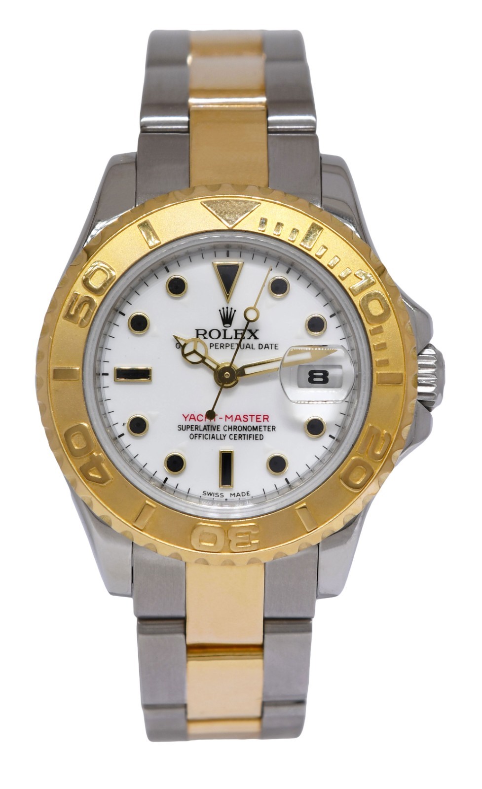 Rolex Yacht-Master 18k Yellow Gold/Steel White Dial Ladies 29mm Watch M 169623