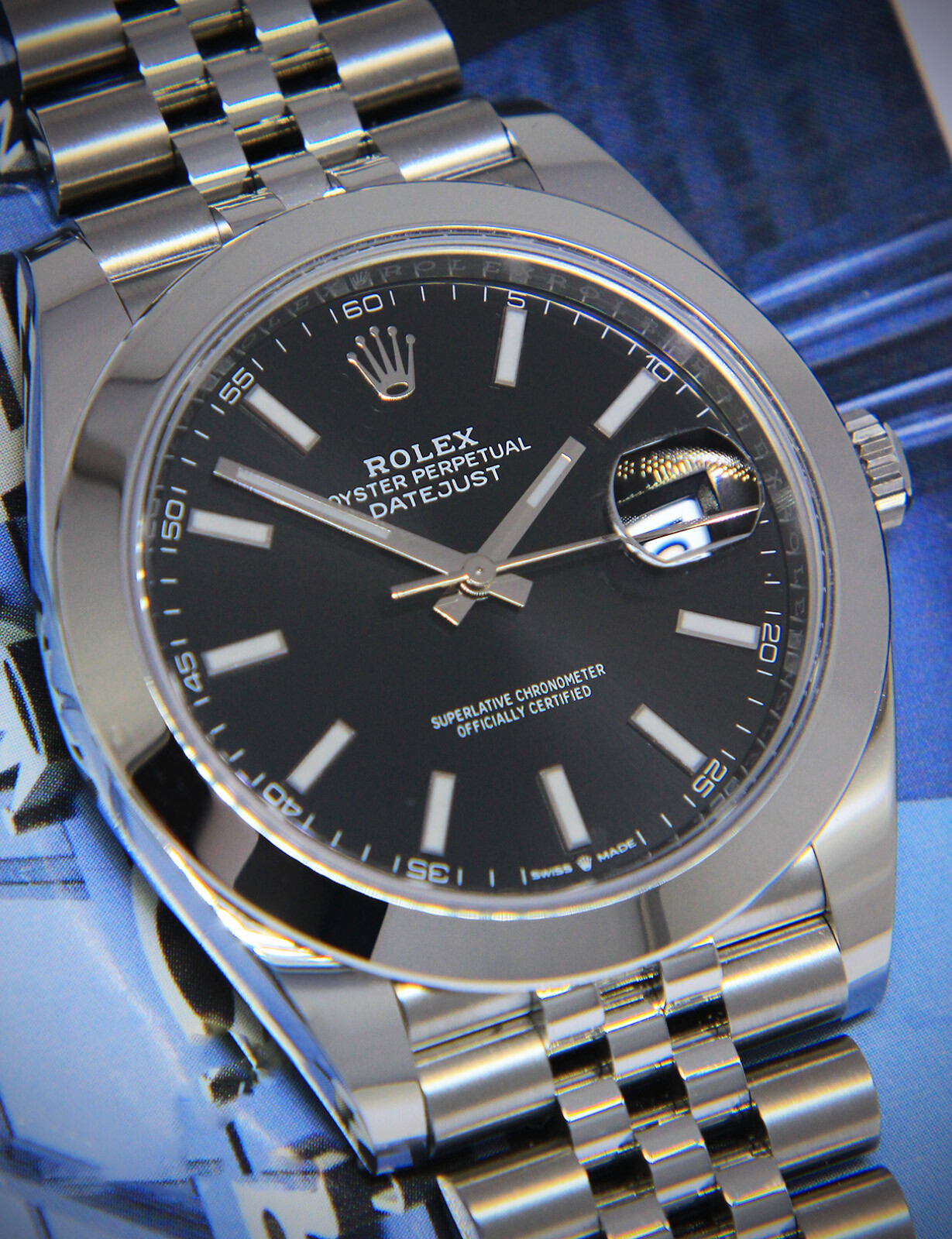 NOS Rolex Datejust 41 Steel Black Dial Jubilee Bracelet Watch B/P '21 126300