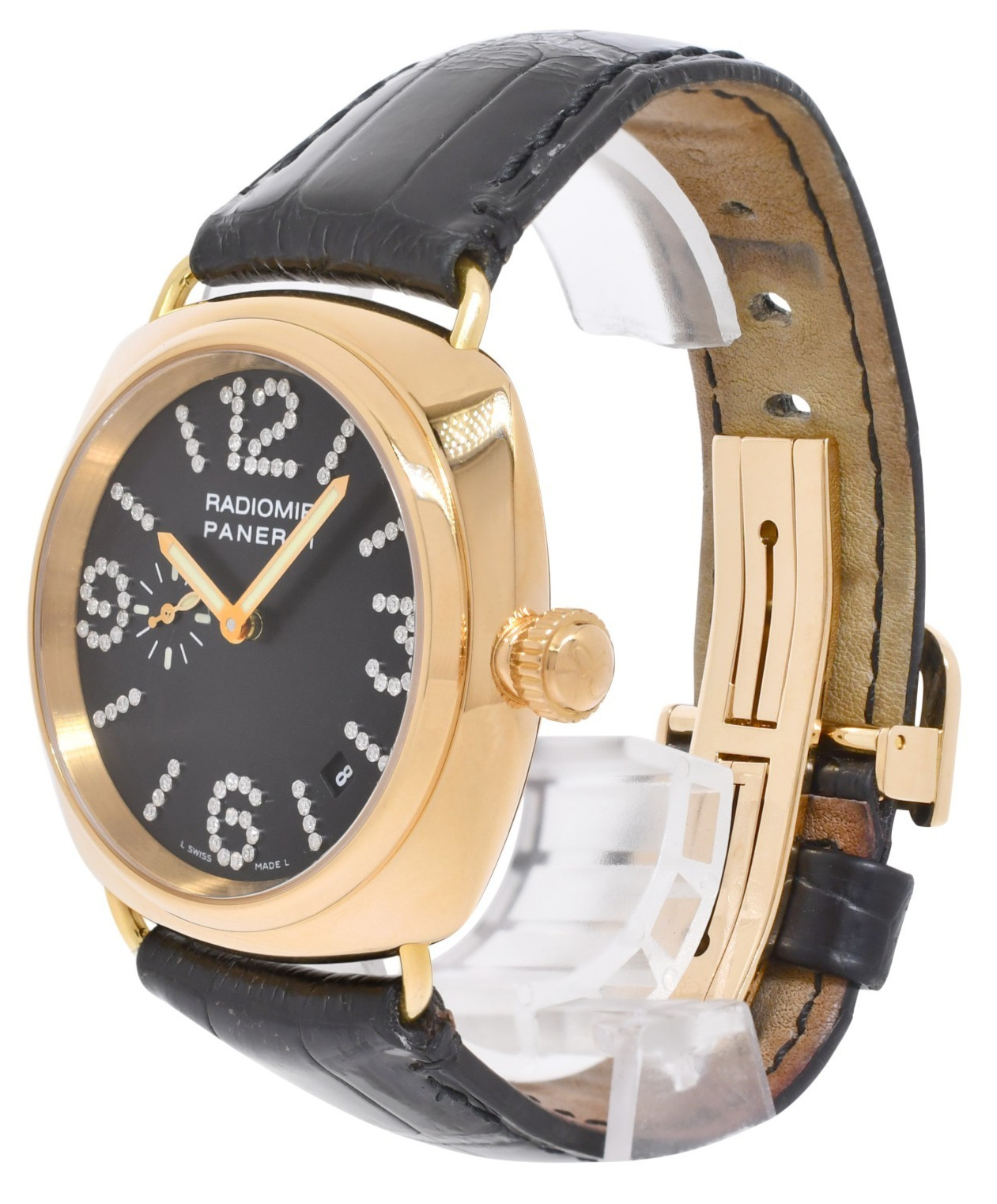 Panerai Radiomir PAM 136 18k Rose Gold Diamond Dial 40mm Watch B/P PAM00136