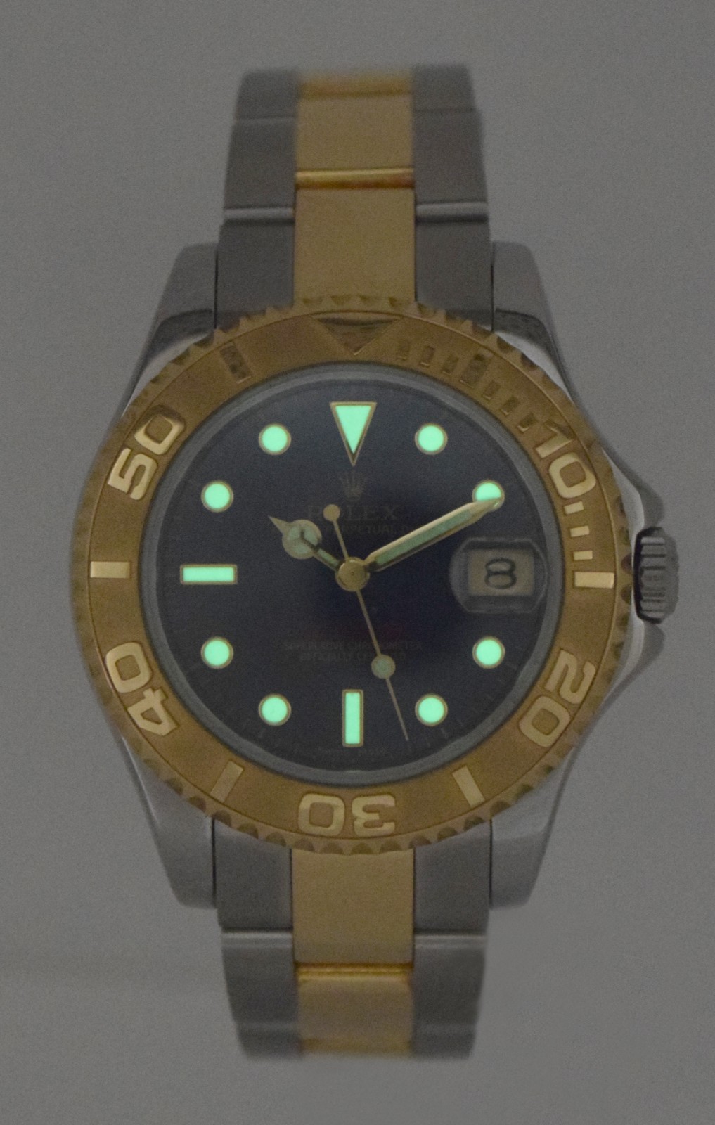 Rolex Yacht-Master 18k Yellow Gold/Steel Blue Dial Ladies 35mm Watch U 68623