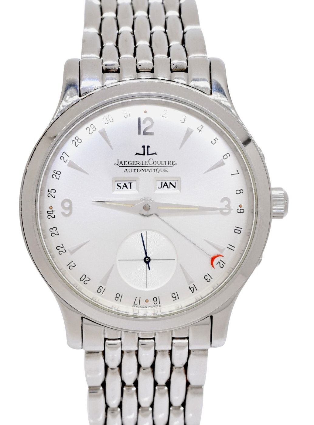 Jaeger LeCoultre Master Tripple Calendar Steel Mens 37mm Watch 140.8.87 Jaeger LeCoultre Master Tripple Calendar Steel Mens 37mm Watch 140.8.87