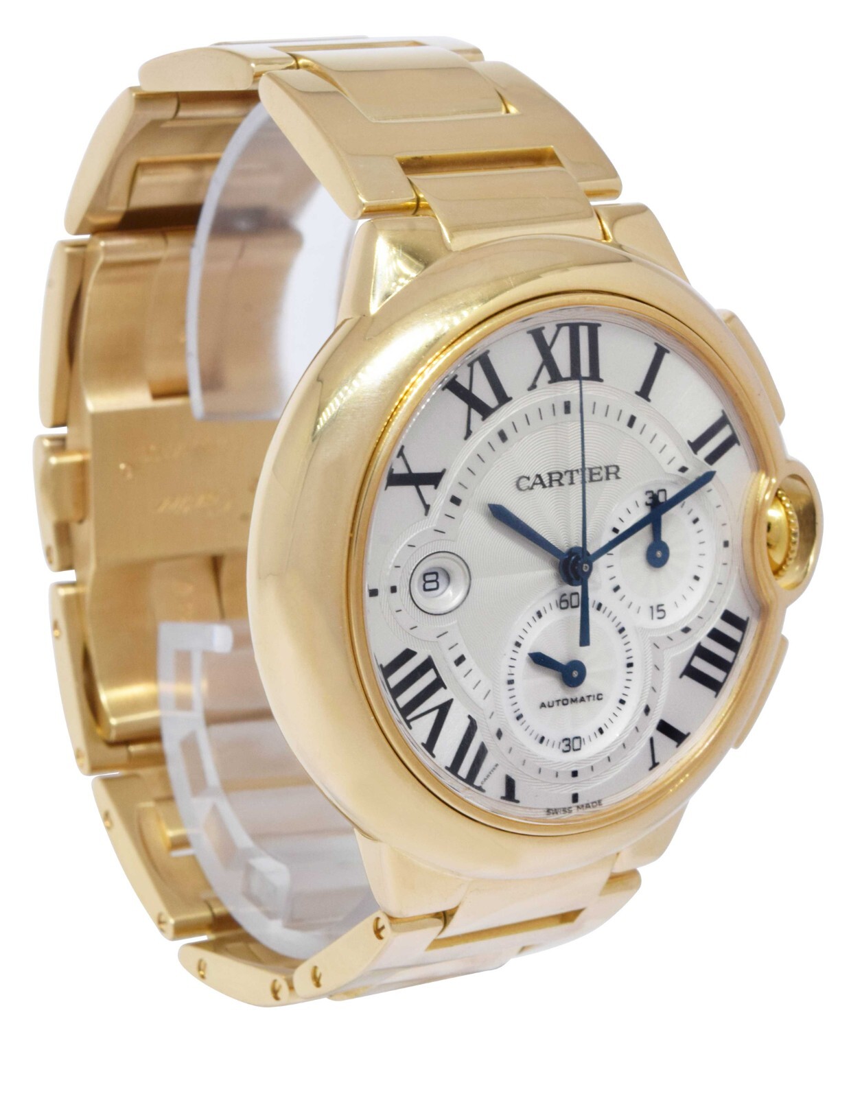 Cartier Ballon Bleu XL 44mm Chronograph 18k Yellow Gold Mens Watch W6920008 3106