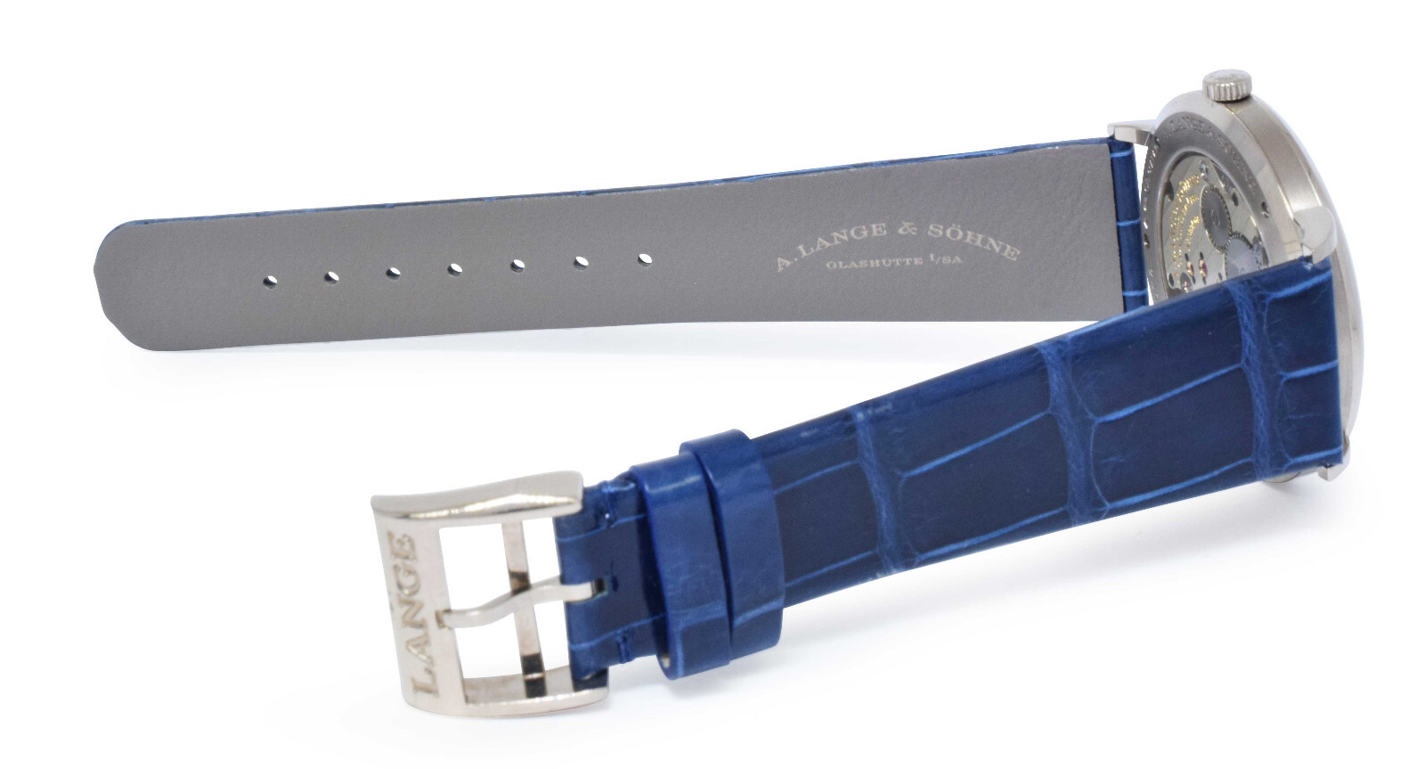 A. Lange & Sohne Saxonia Thin 18k White Gold Copper Blue Manual Watch 205.086