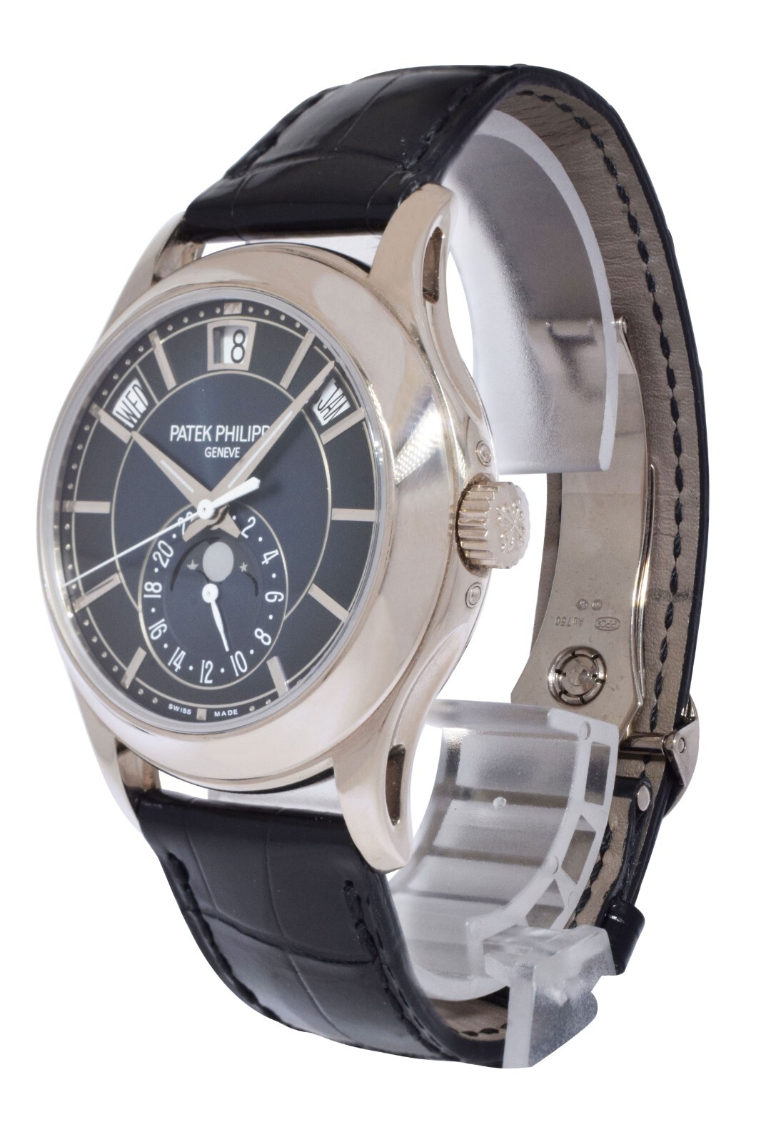 NOS Patek Philippe Annual Calendar 18k White Gold Blue Dial Watch B/P '25 5205G