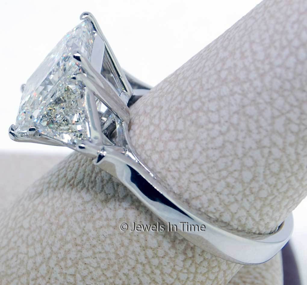 Platinum Ring 5.04 Carat Square  Brilliant Diamond GIA Certificate Size 8