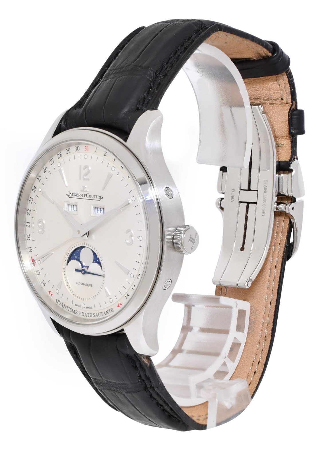 Jaeger LeCoultre Master Calendar Moon Steel Mens 40mm Watch 830.8.A6.S