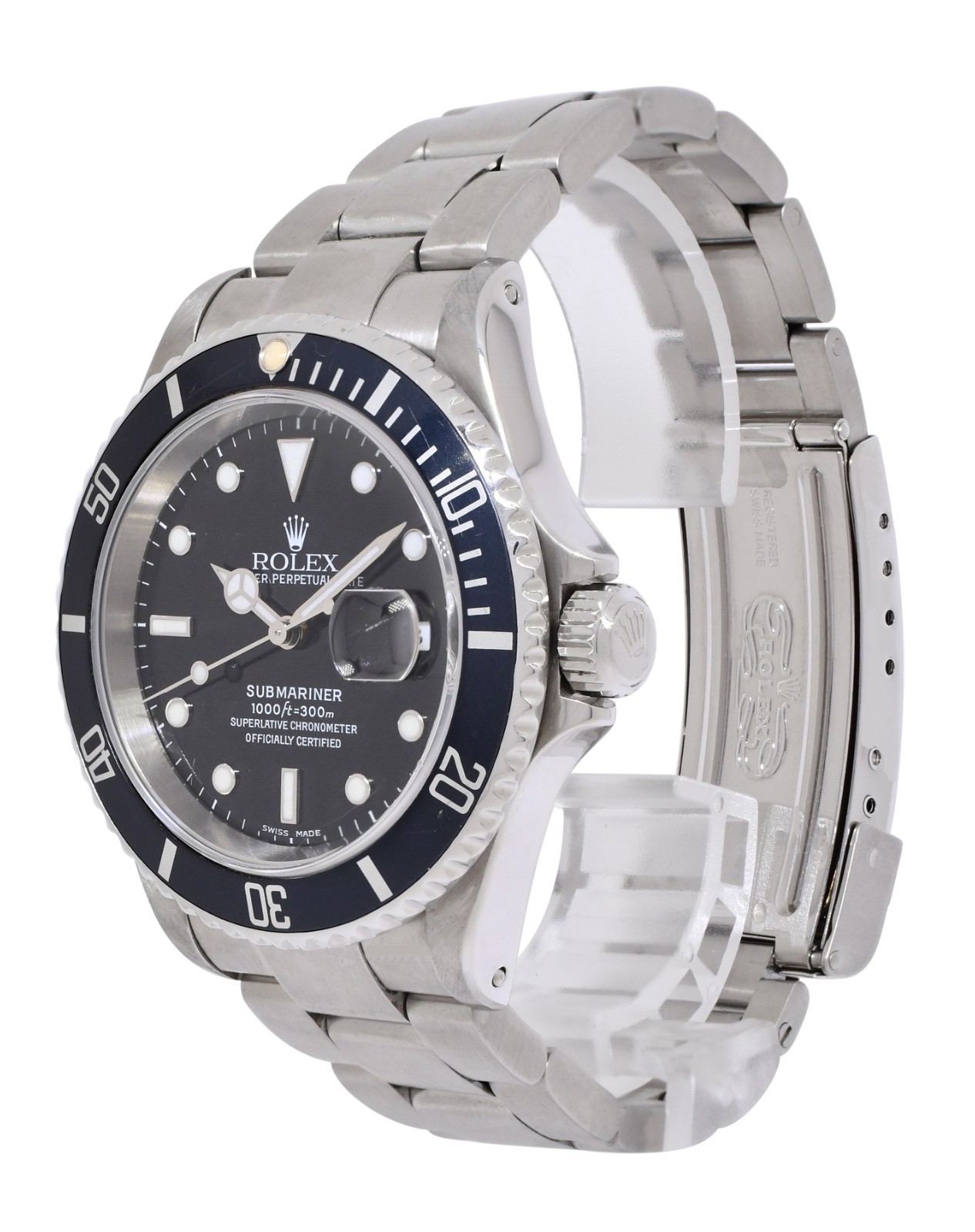 Rolex Submariner Date Steel Black Dial/Bezel Mens 40mm Watch A 16610