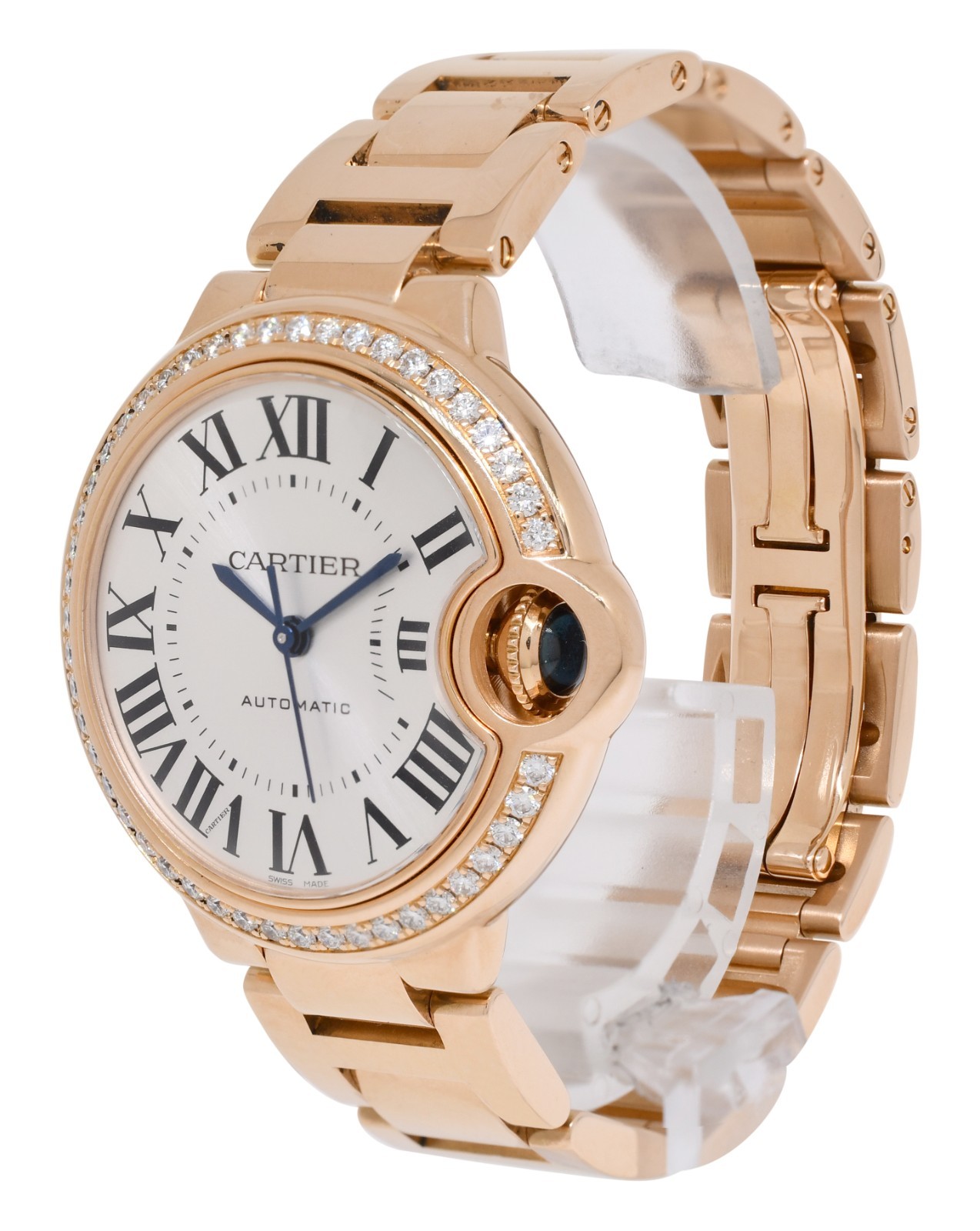 Cartier Ballon Bleu 33mm Rose Gold Diamond Bezel Watch B/P '21 WJBB0036 3682