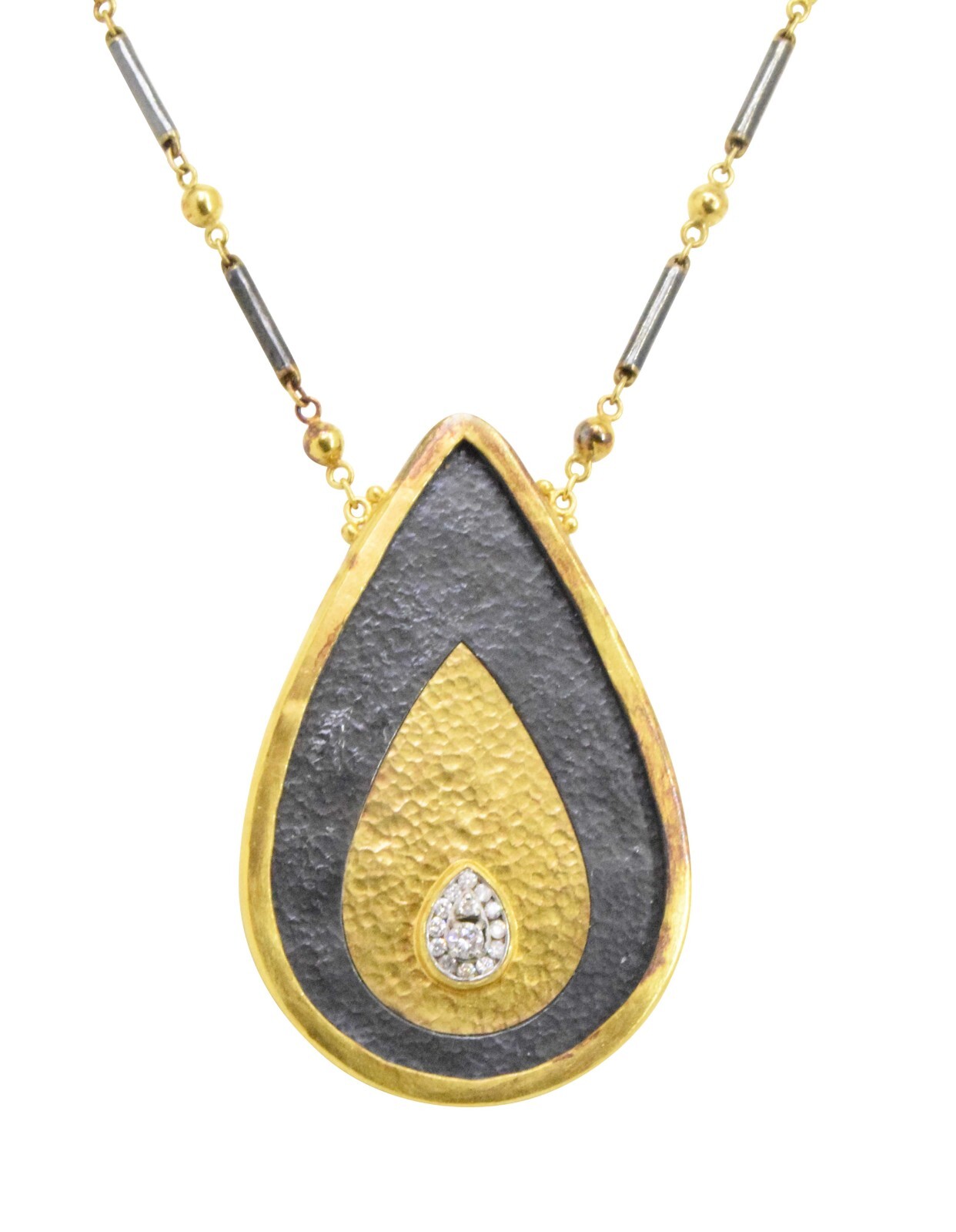 Gurhan 24k Gold Silver & ~1.00 Carat Diamond Ladies Necklace 17"