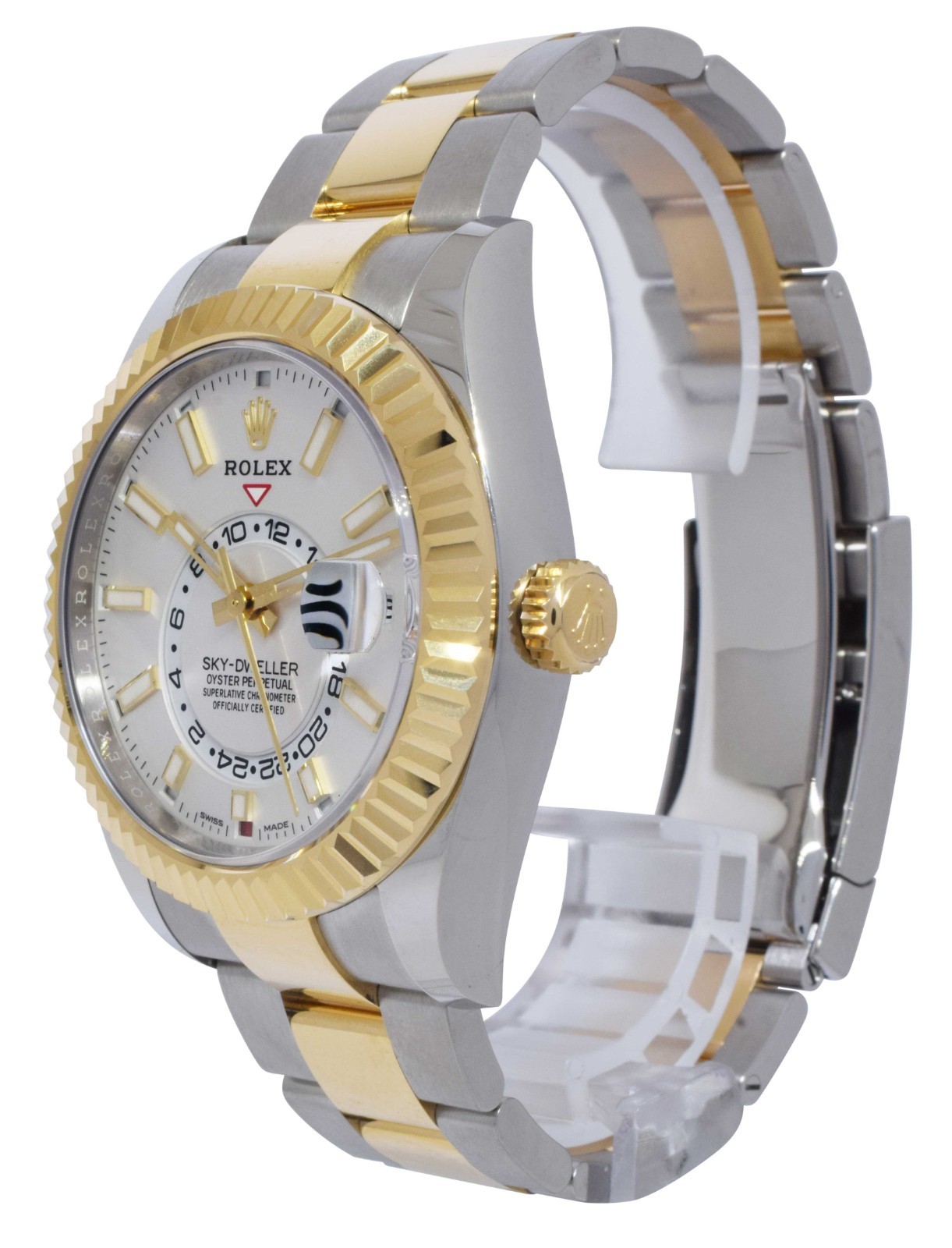 NOS Rolex Sky-Dweller White Dial 18k YG & Steel 42mm Oyster Watch B/P '21 326933