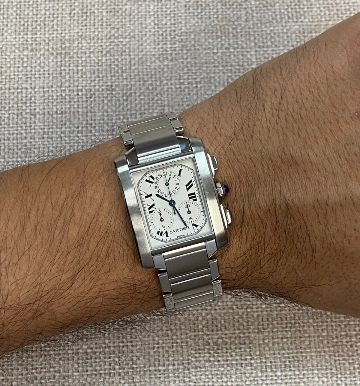 Cartier Tank Francaise Chronoflex Chronograph Steel Watch 2303