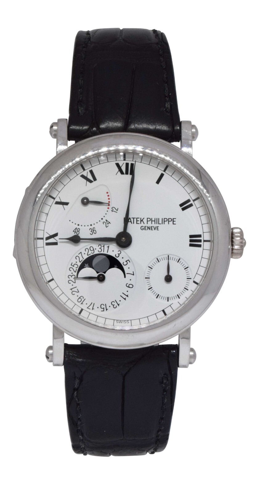 Patek Philippe Complications 18k White Gold Power Reserve Moon Mens Watch 5054G