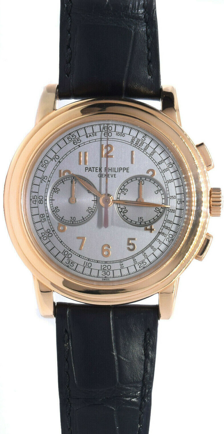 Patek Philippe 5070 18K Rose Gold Chronograph Mens Watch Box/Papers '05 5070R