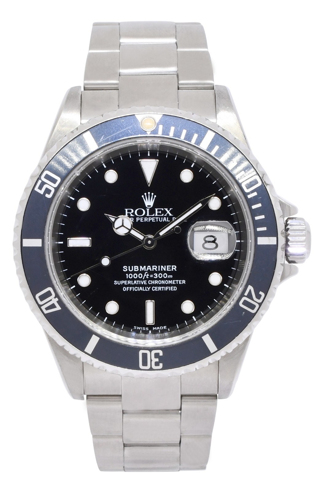Rolex Submariner Date Steel Black Dial/Bezel Mens 40mm Watch Y 16610