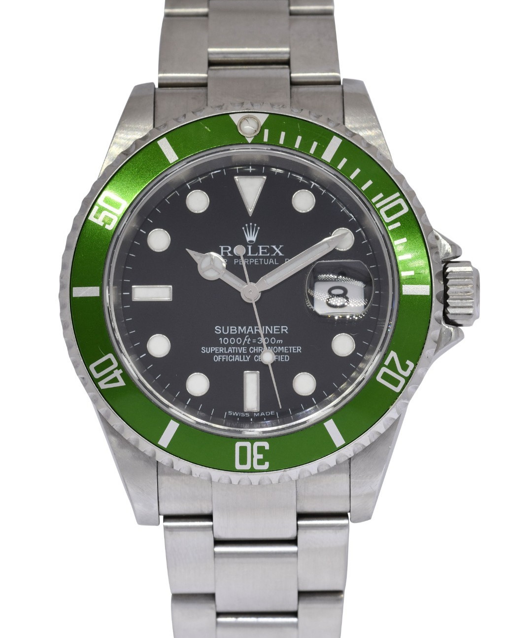 Rolex Submariner Date Kermit Green Bezel Steel Mens Automatic Watch Z B/P 16610