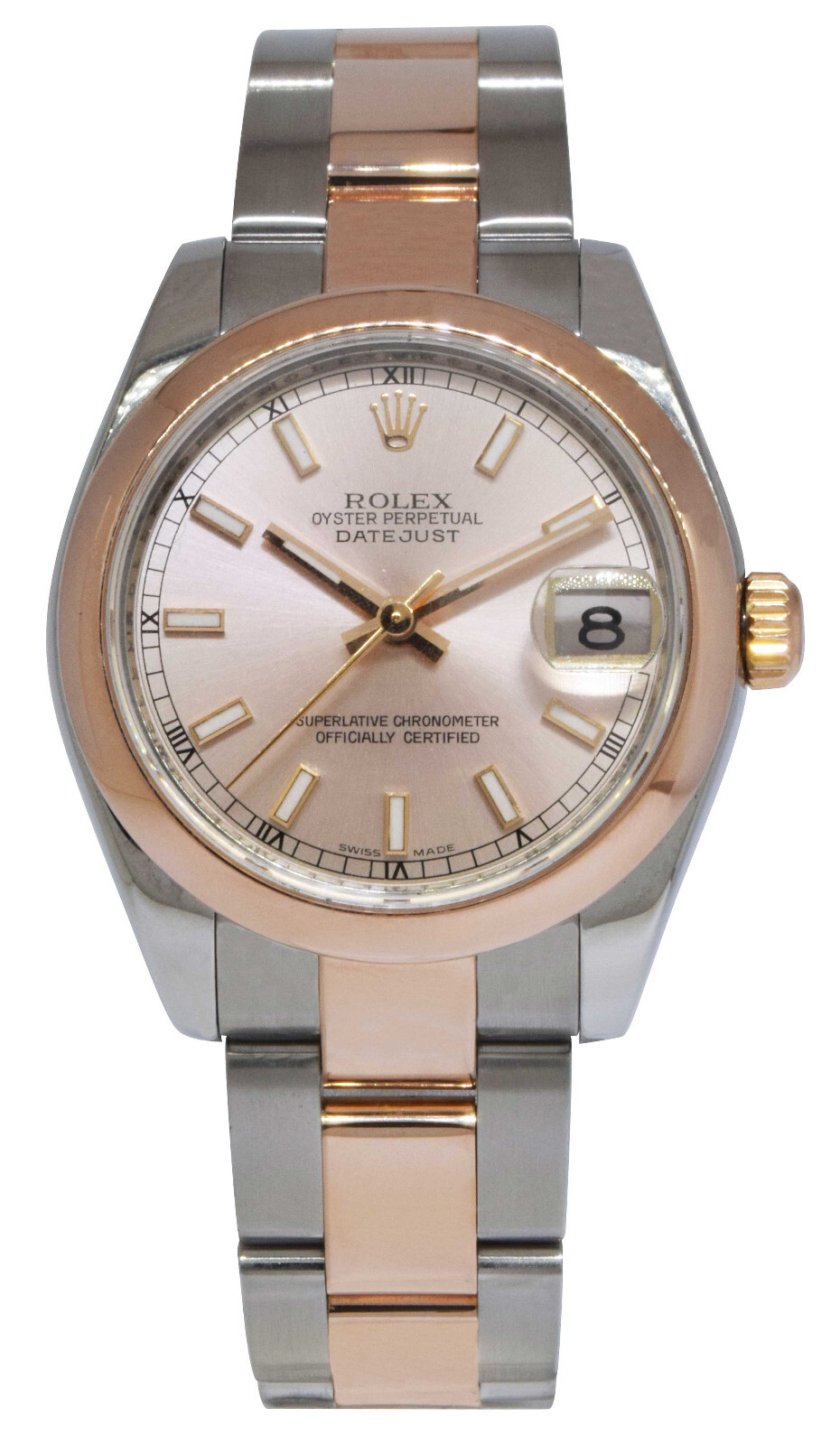 Rolex Datejust 18k Rose Gold/Steel Pink Index Dial Ladies 31mm Watch Z 178241