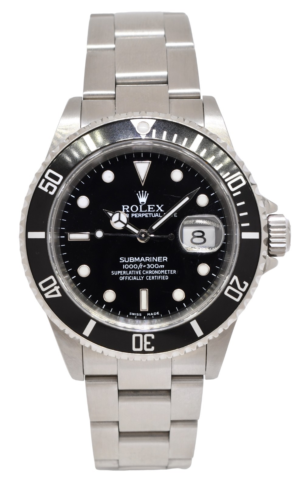 Rolex Submariner Date Steel Black Dial/Bezel Mens 40mm Watch +Papers K 16610